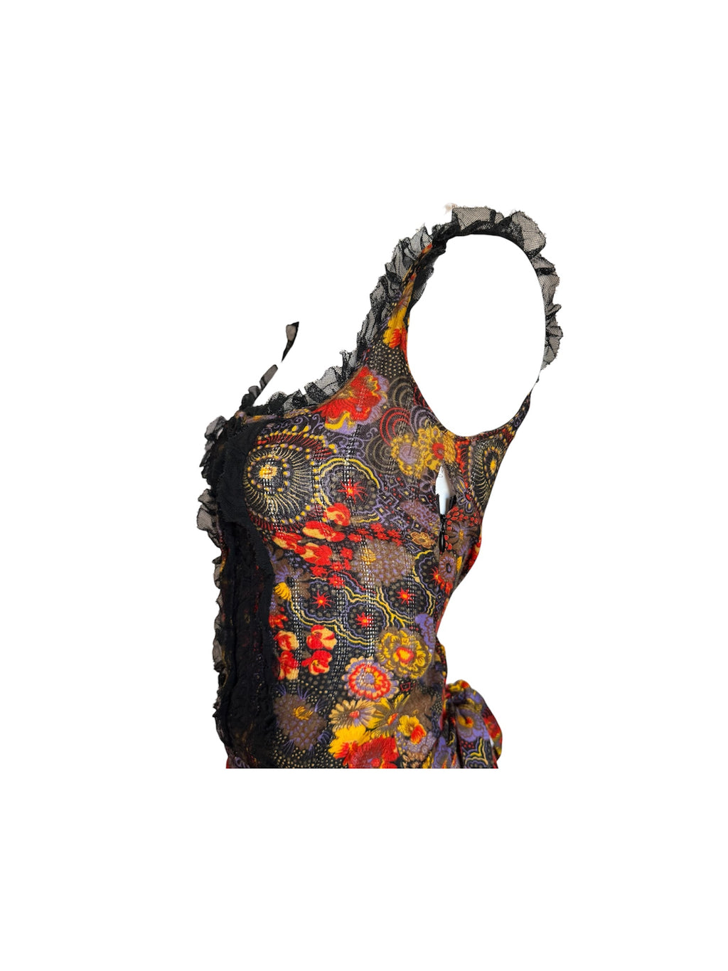Dolce & Gabbana Floral Black Lace Tie Dress