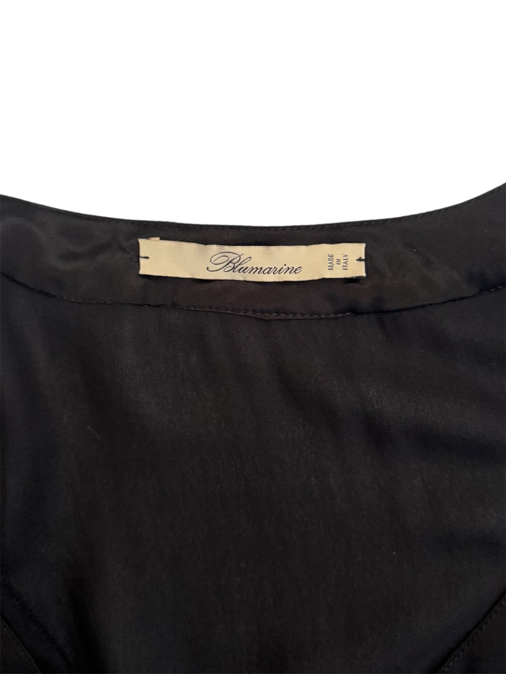Blumarine Black Silk Ruffle Long Sleeve Blouse
