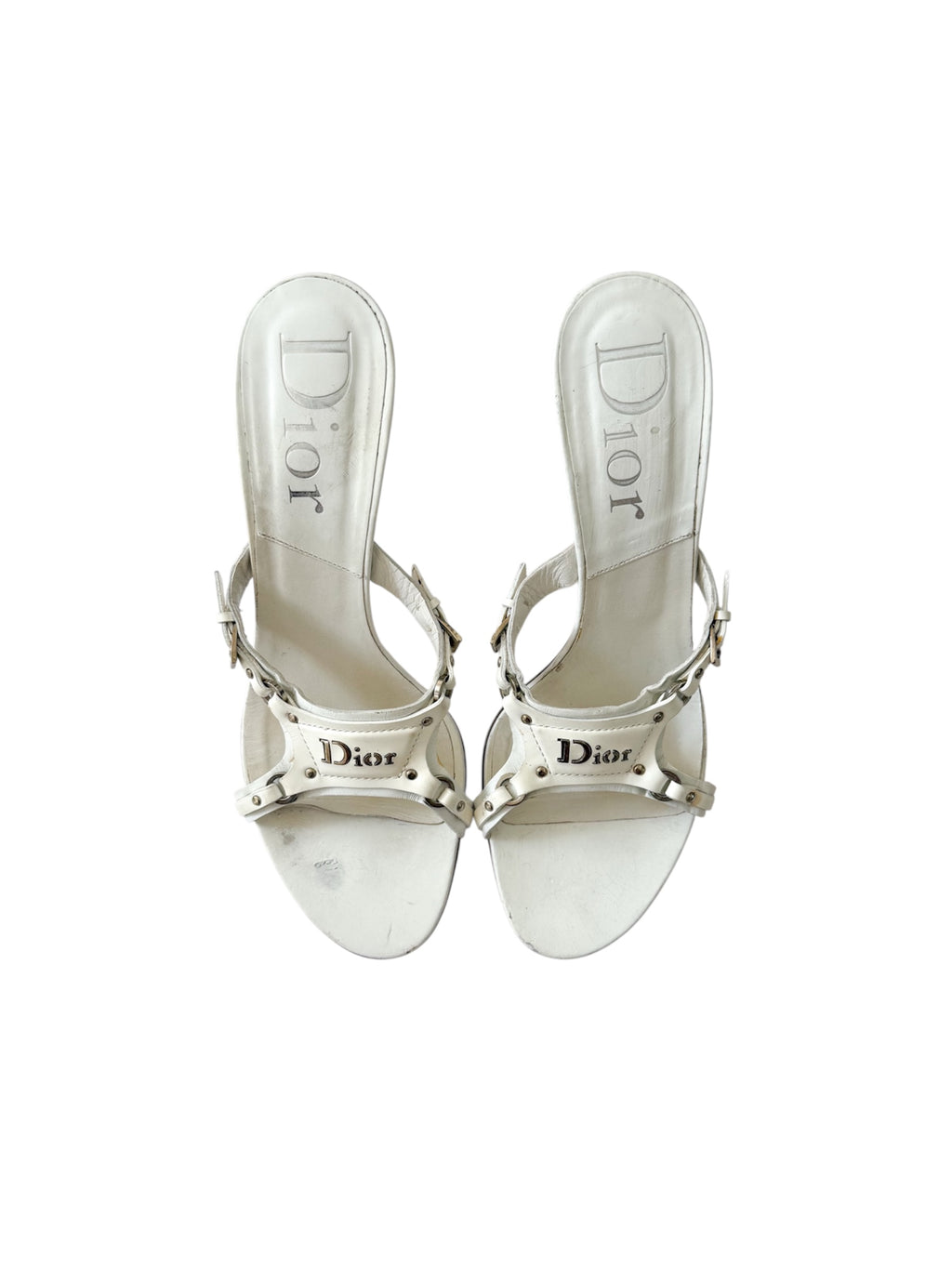 Christian Dior F/W 2003 White Leather Bondage Heels