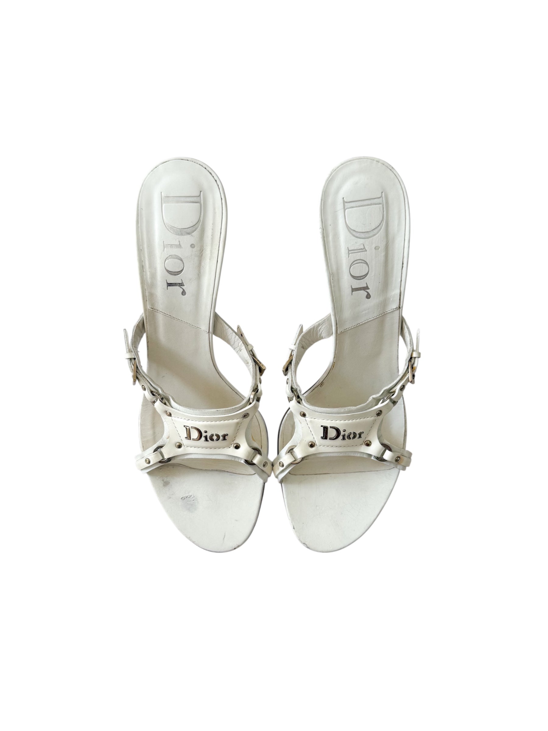 Christian Dior F/W 2003 White Leather Bondage Heels