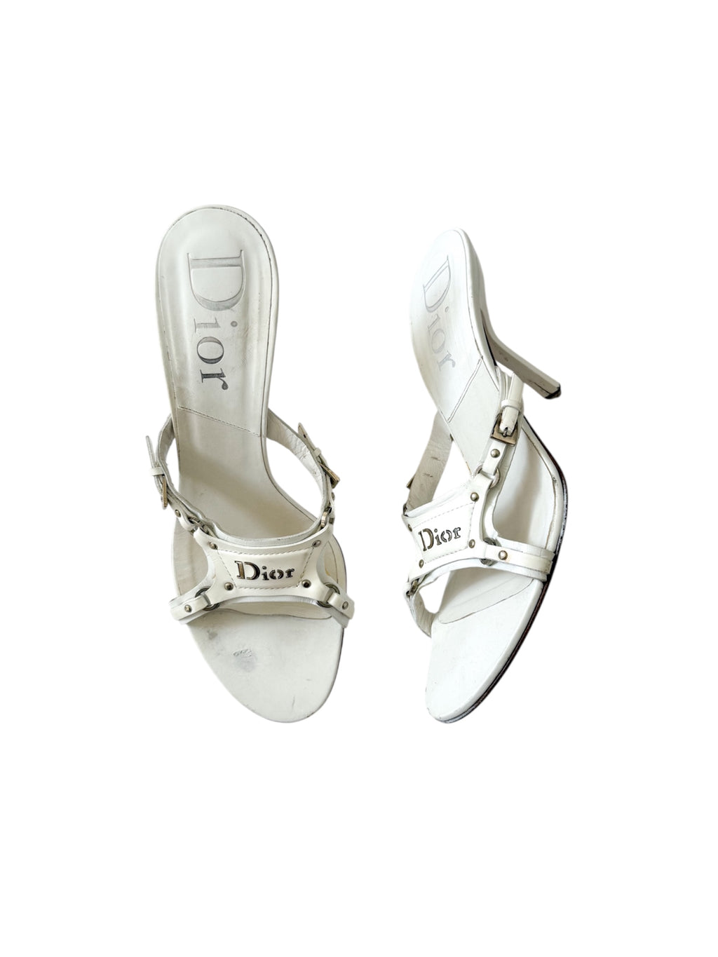 Christian Dior F/W 2003 White Leather Bondage Heels