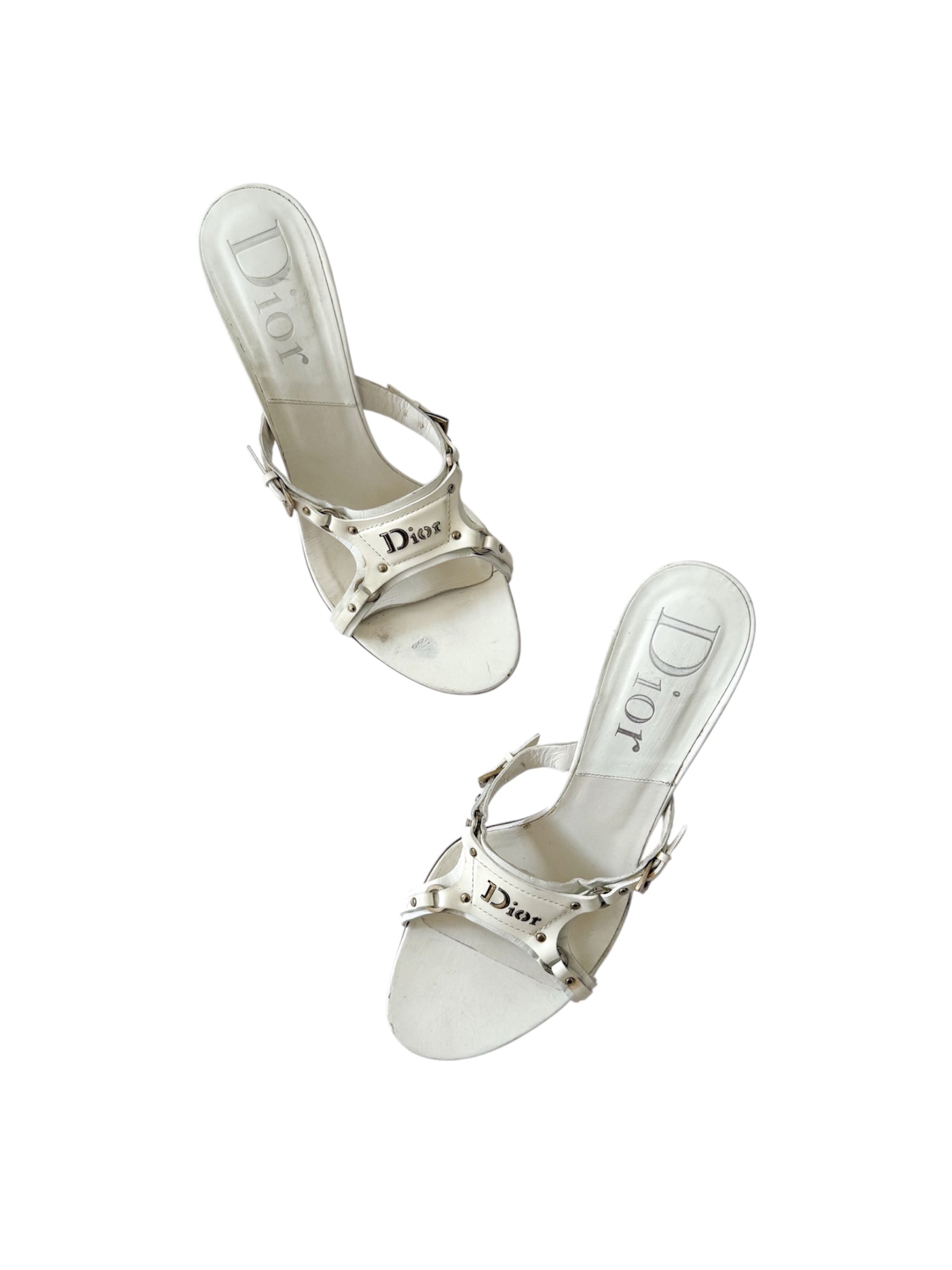 Christian Dior F/W 2003 White Leather Bondage Heels