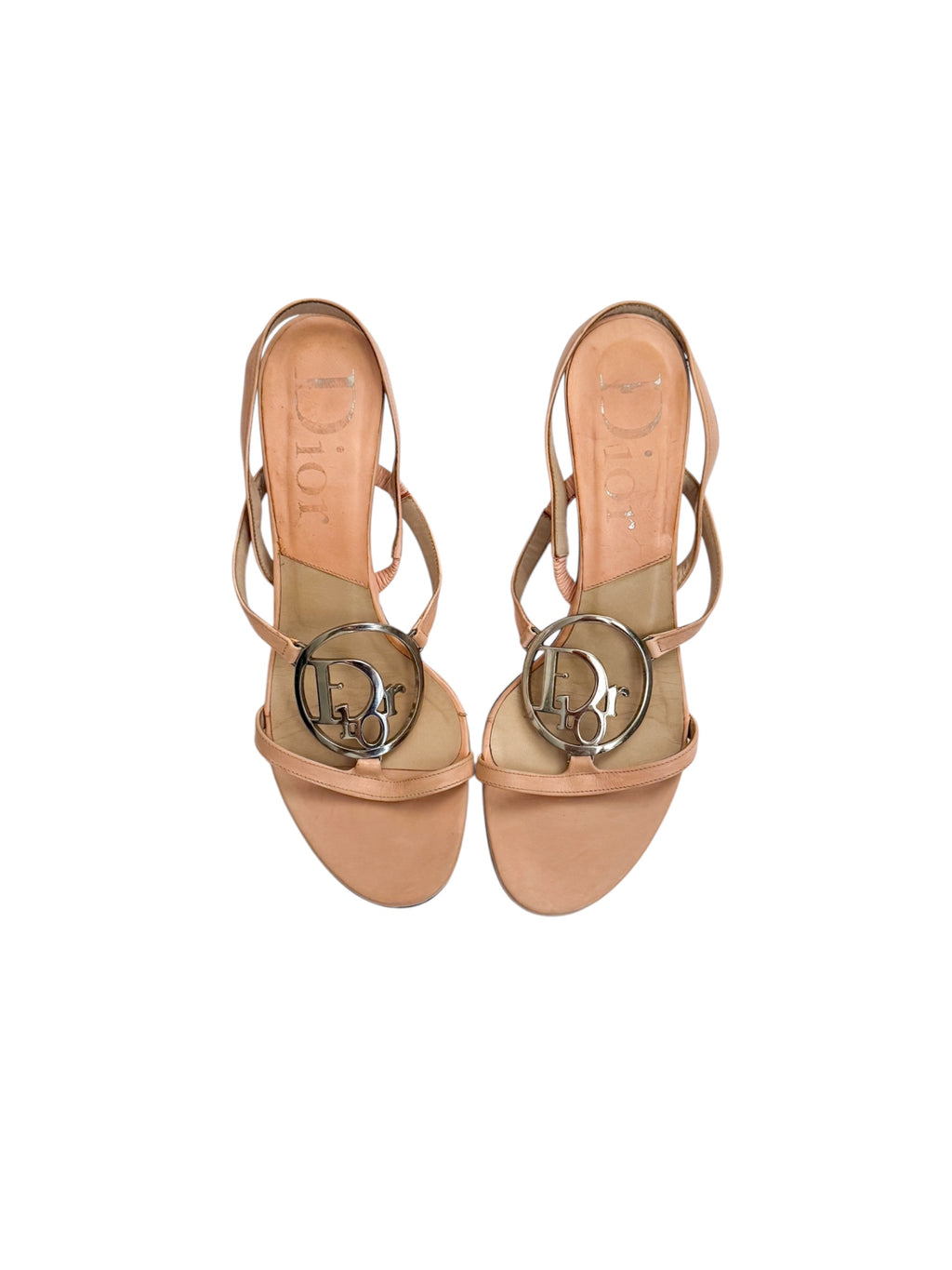 Christian Dior Pink Leather Logo Slingback Heels