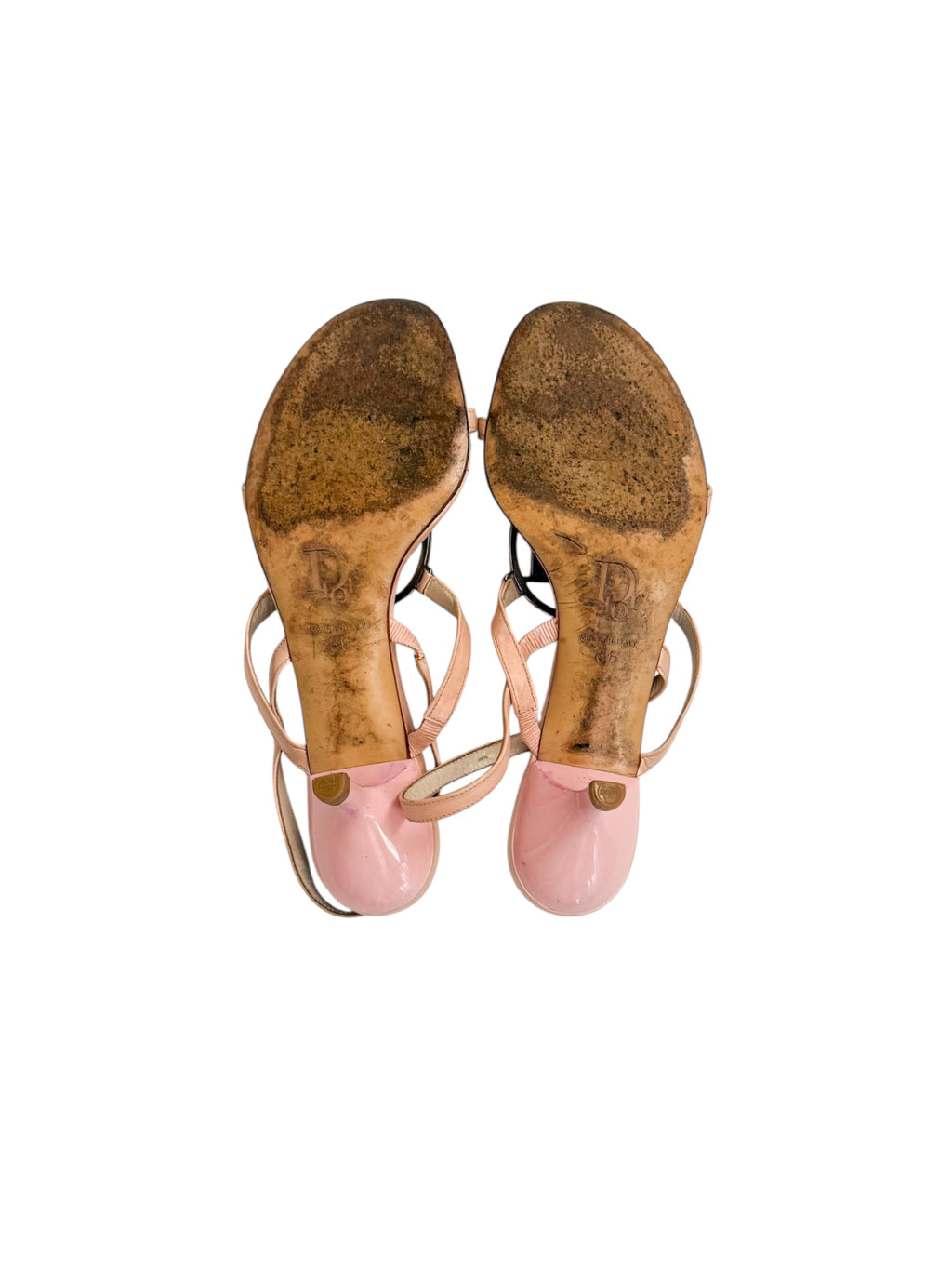 Christian Dior Pink Leather Logo Slingback Heels
