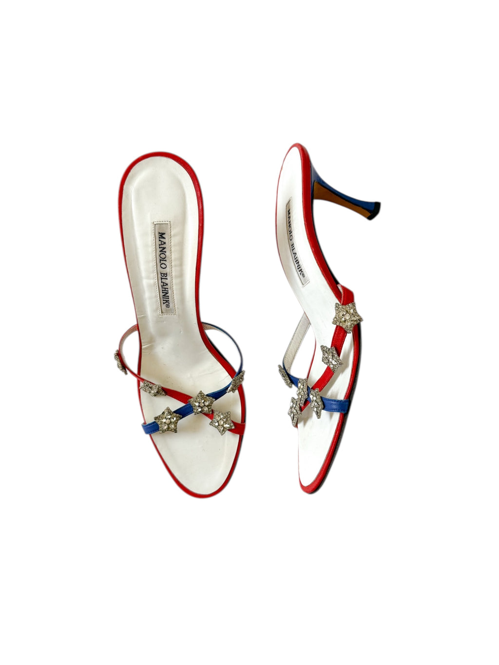 Manolo Blahnik Patriotic Star Crystal Heels