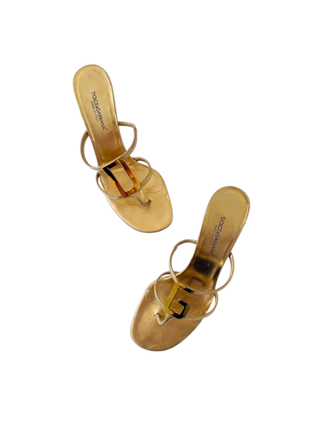 Dolce & Gabbana Gold ‘DG’ Letter Heels