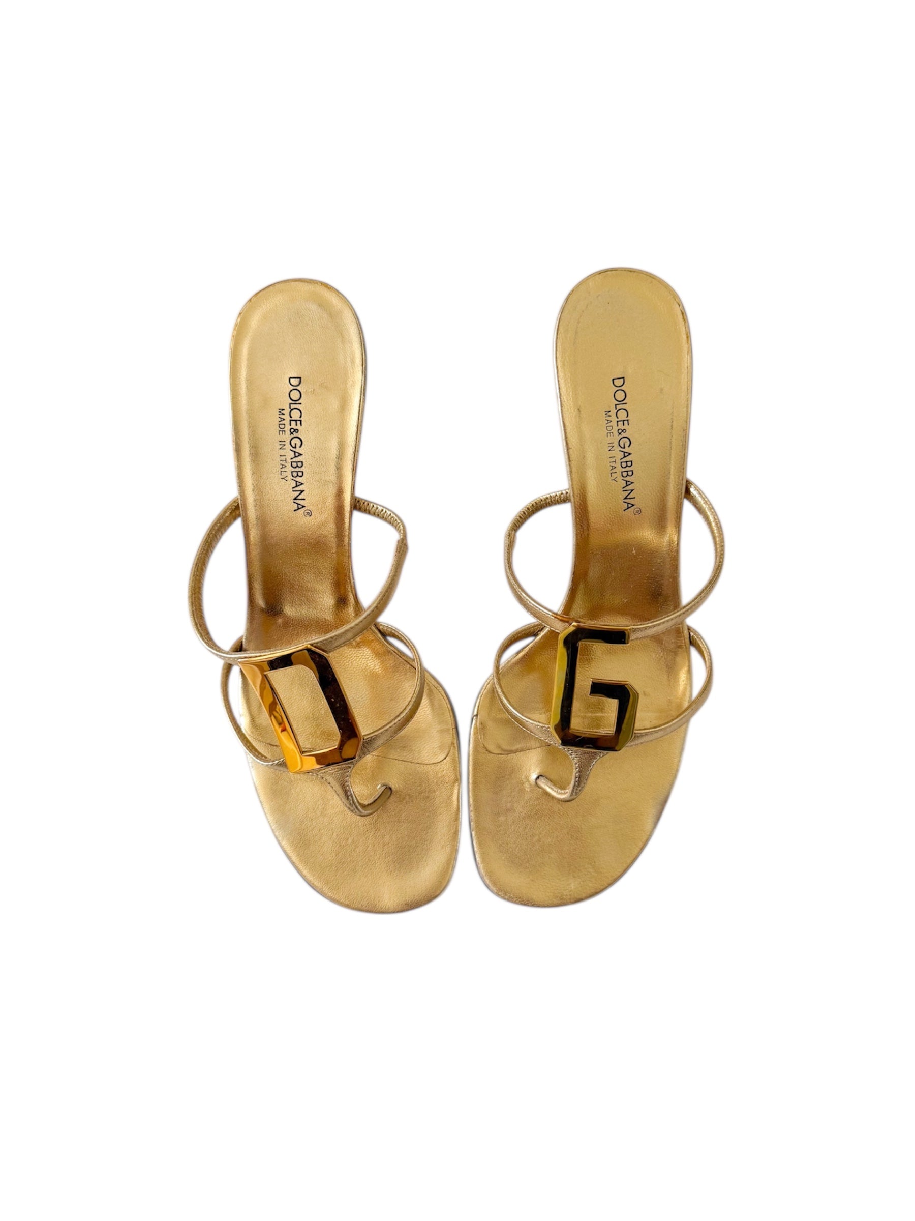 Dolce & Gabbana Gold ‘DG’ Letter Heels