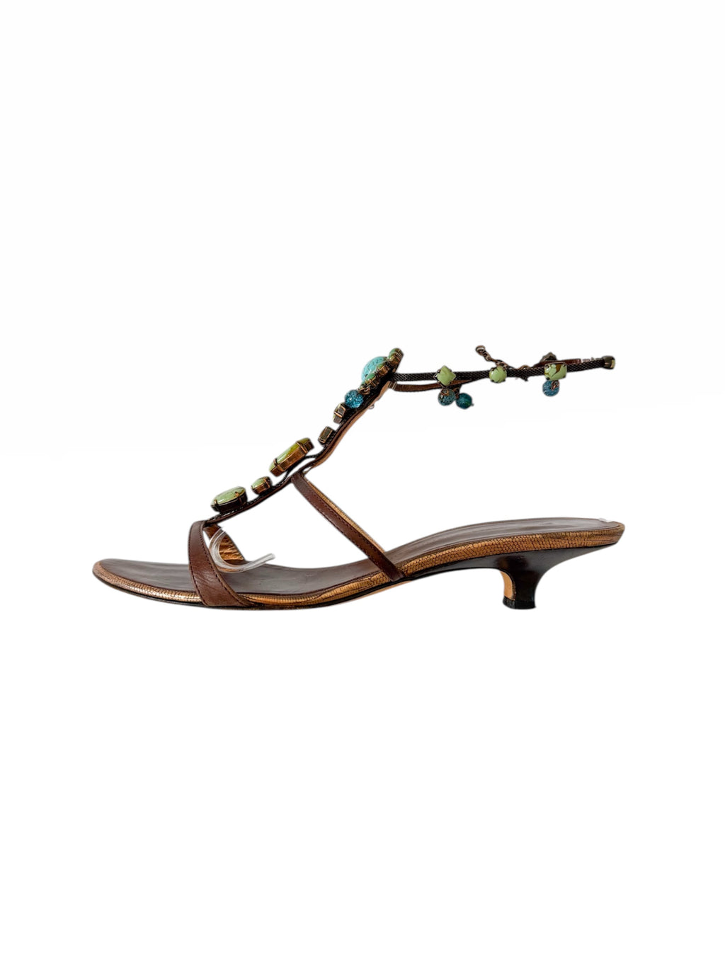 Giuseppe Zanotti Turquoise Crystal Stone Kitten Heels