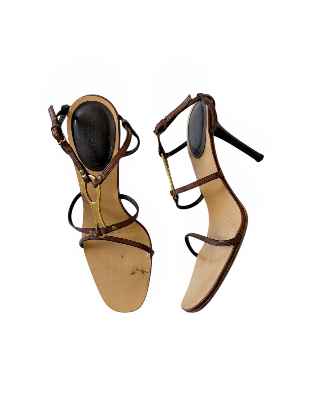 Gucci by Tom Ford Horsebit Brown Strappy Leather Heels