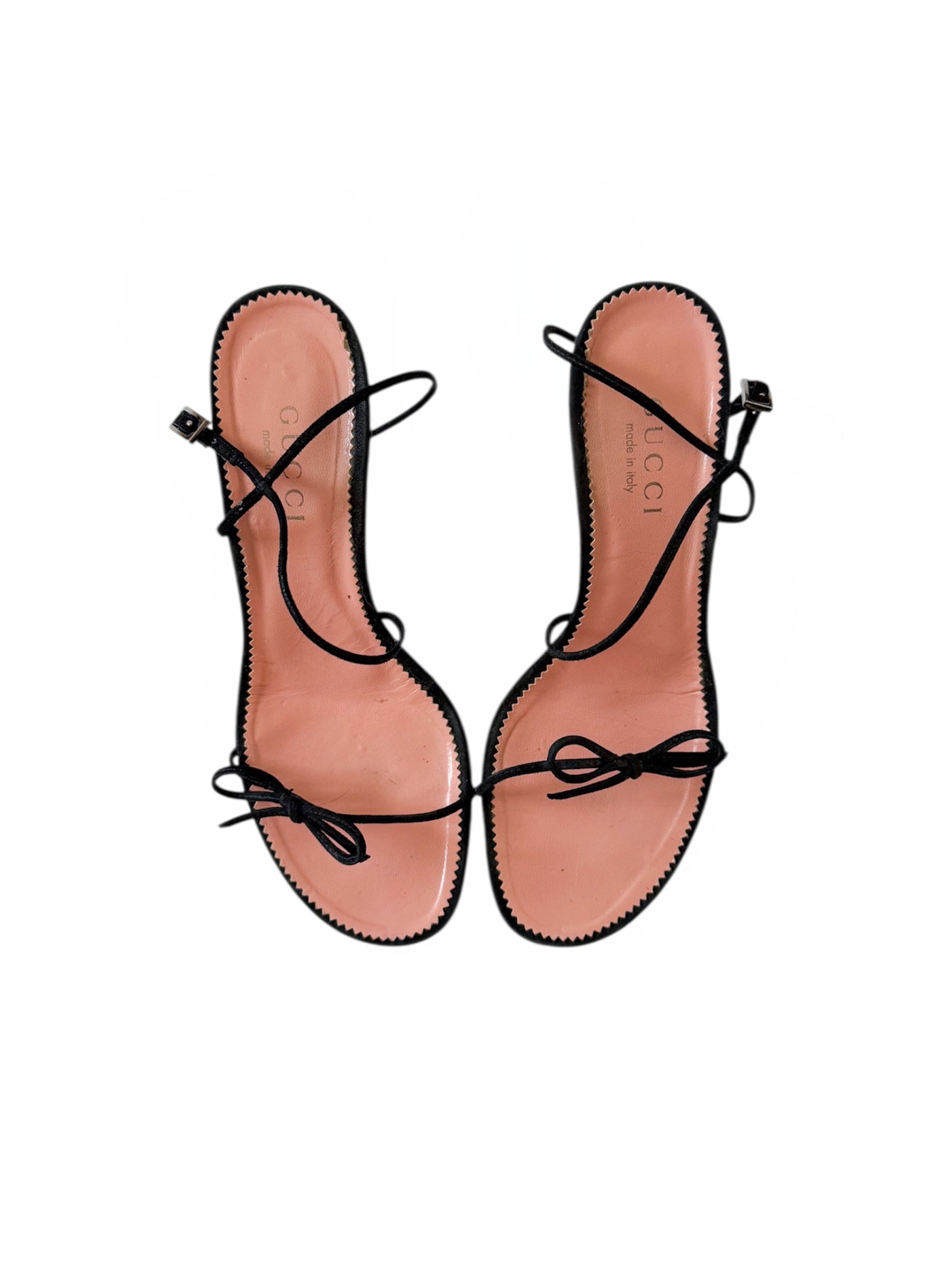 Gucci by Tom Ford Thin Strappy Black Bow Heels