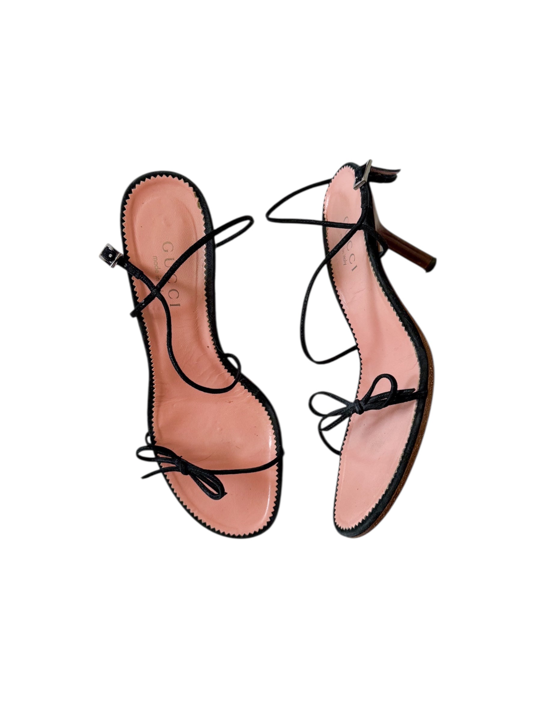 Gucci by Tom Ford Thin Strappy Black Bow Heels