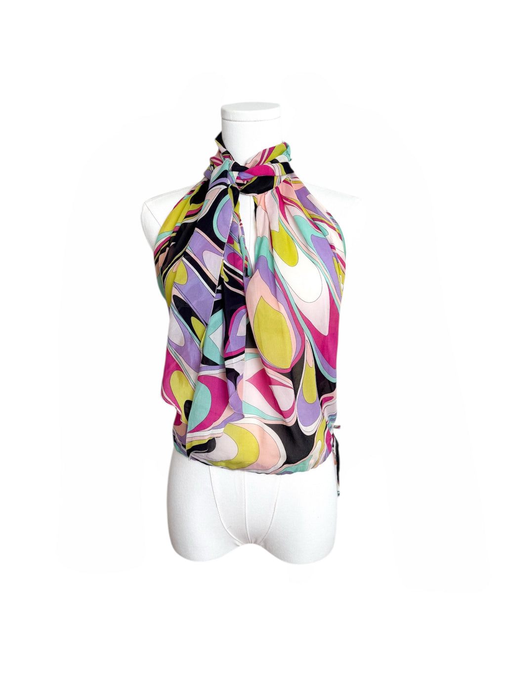 Emilio Pucci Silk Scarf Tie Halter Top