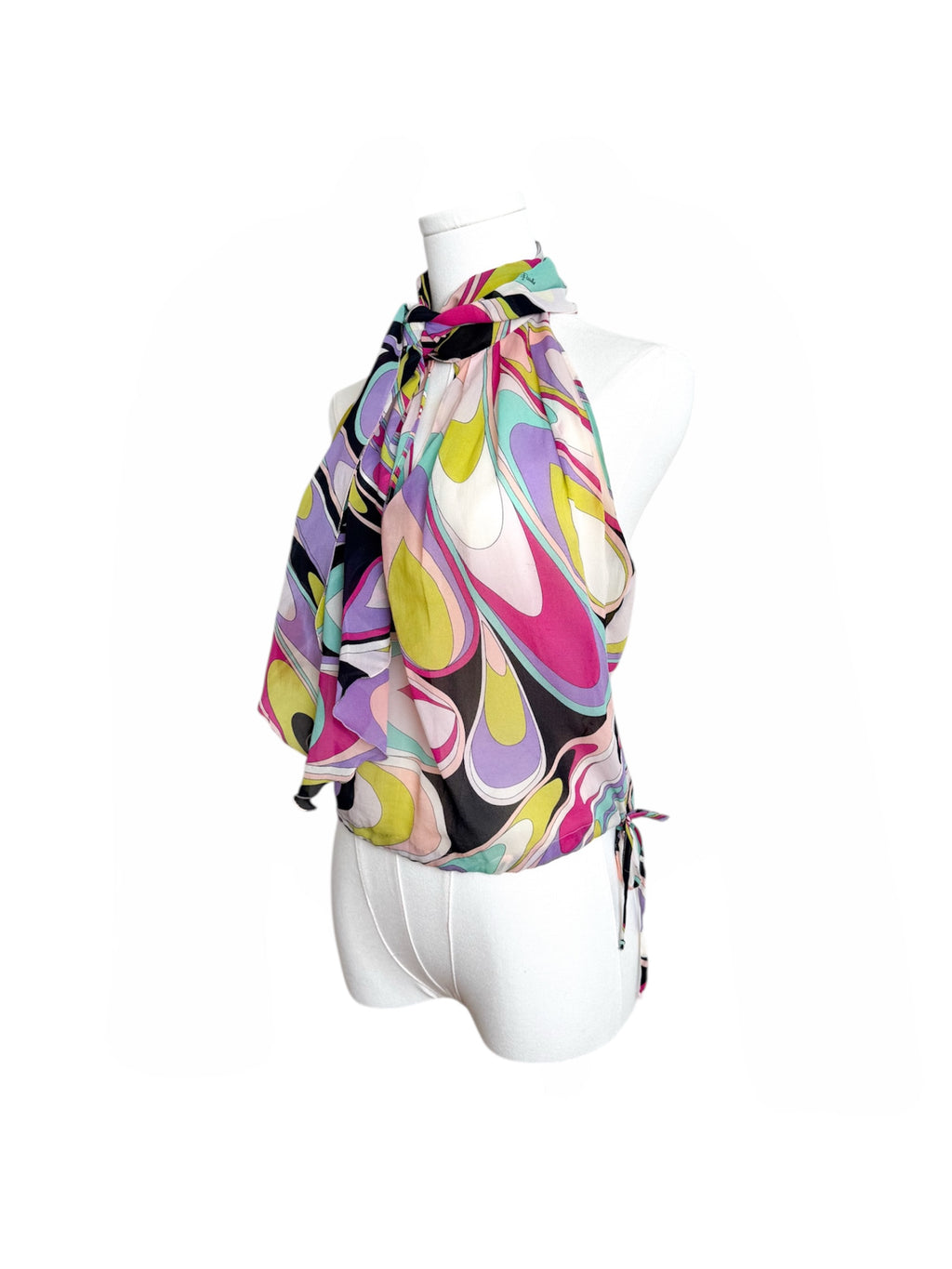 Emilio Pucci Silk Scarf Tie Halter Top