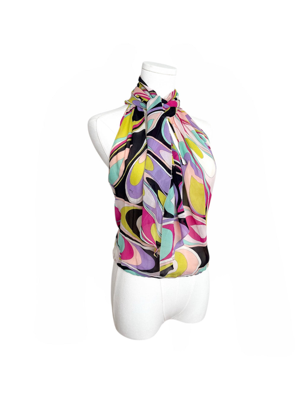 Emilio Pucci Silk Scarf Tie Halter Top