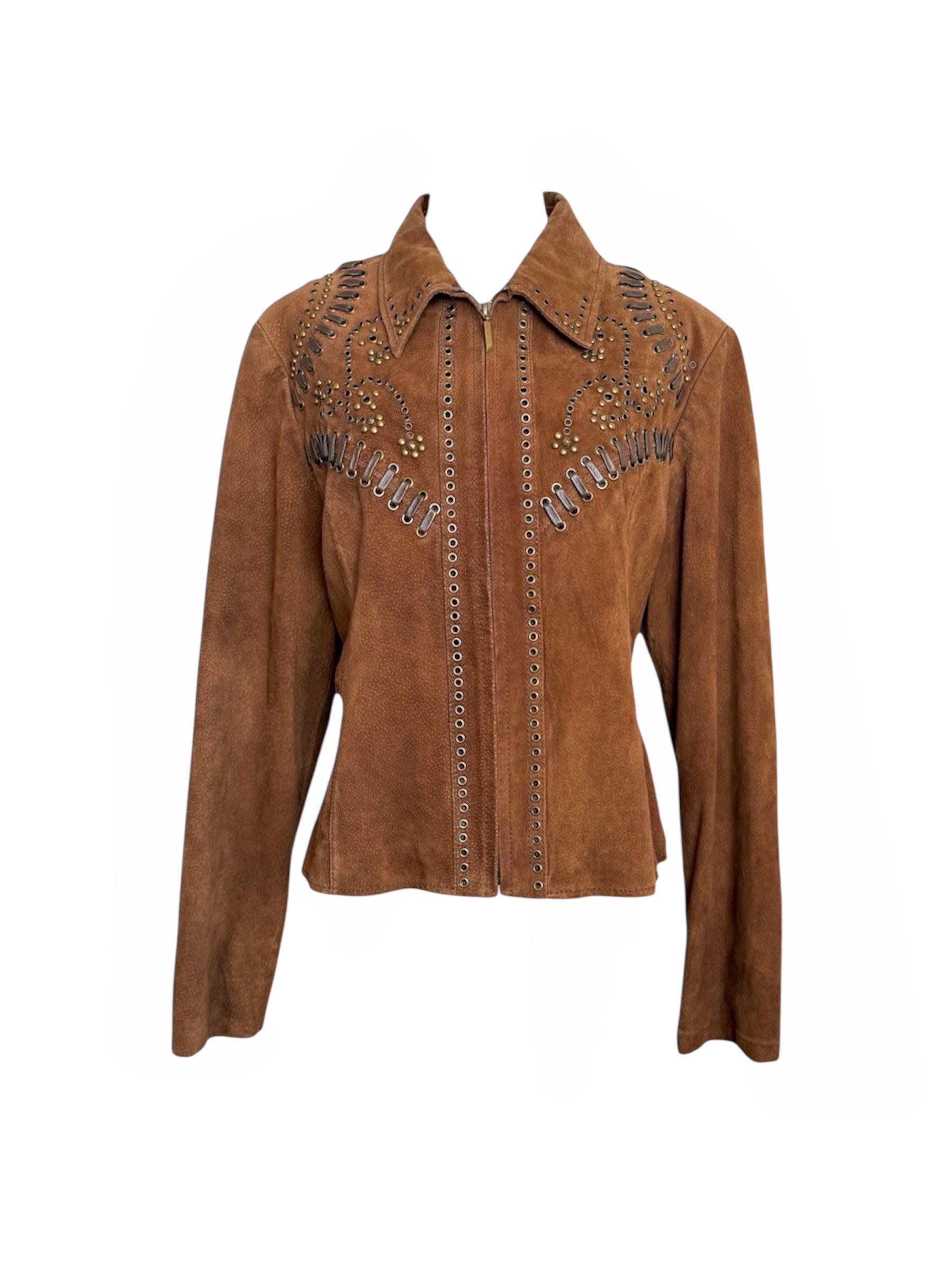 Vintage Brown Studded Leather Jacket