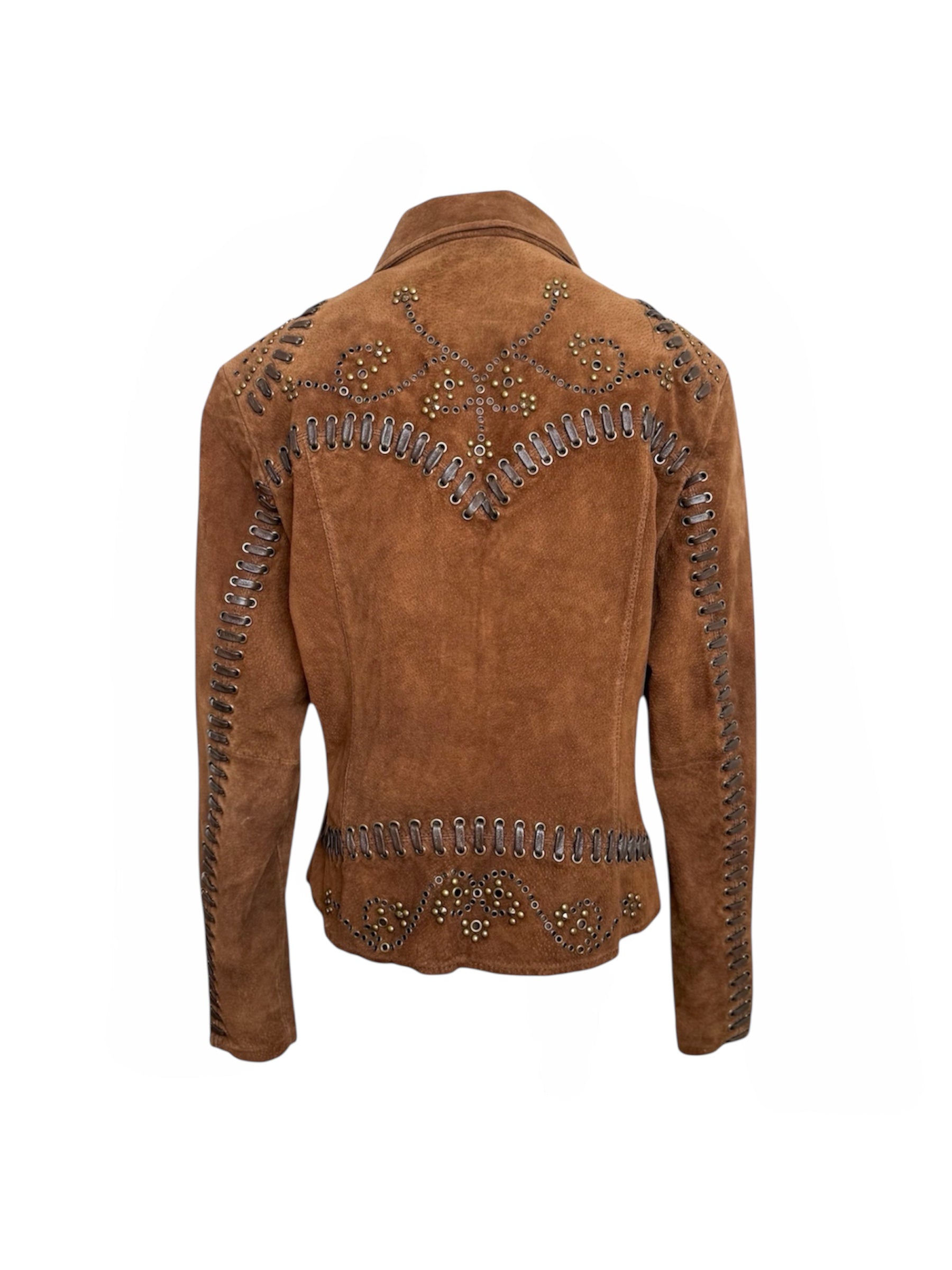 Vintage Brown Studded Leather Jacket