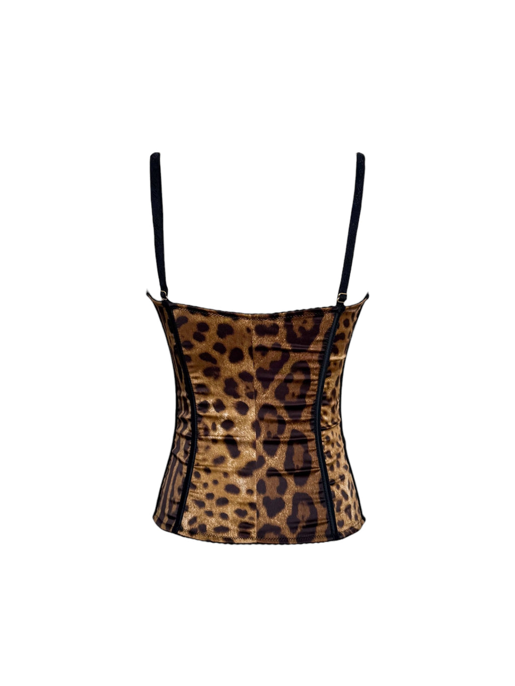 Dolce & Gabbana 2000s Leopard Satin Bustier Top