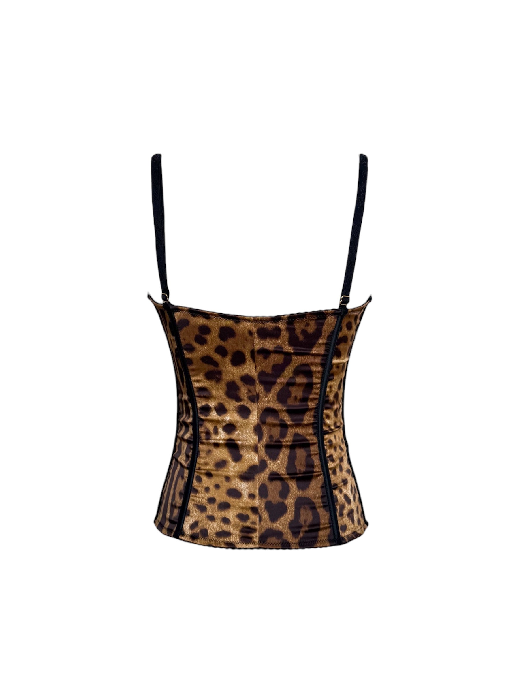 Dolce & Gabbana 2000s Leopard Satin Corset Top