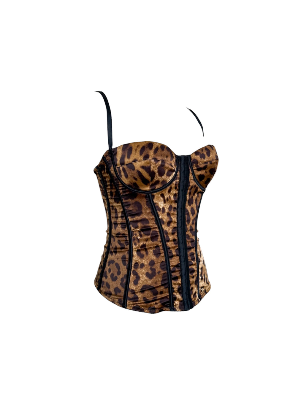 Dolce & Gabbana 2000s Leopard Satin Bustier Top