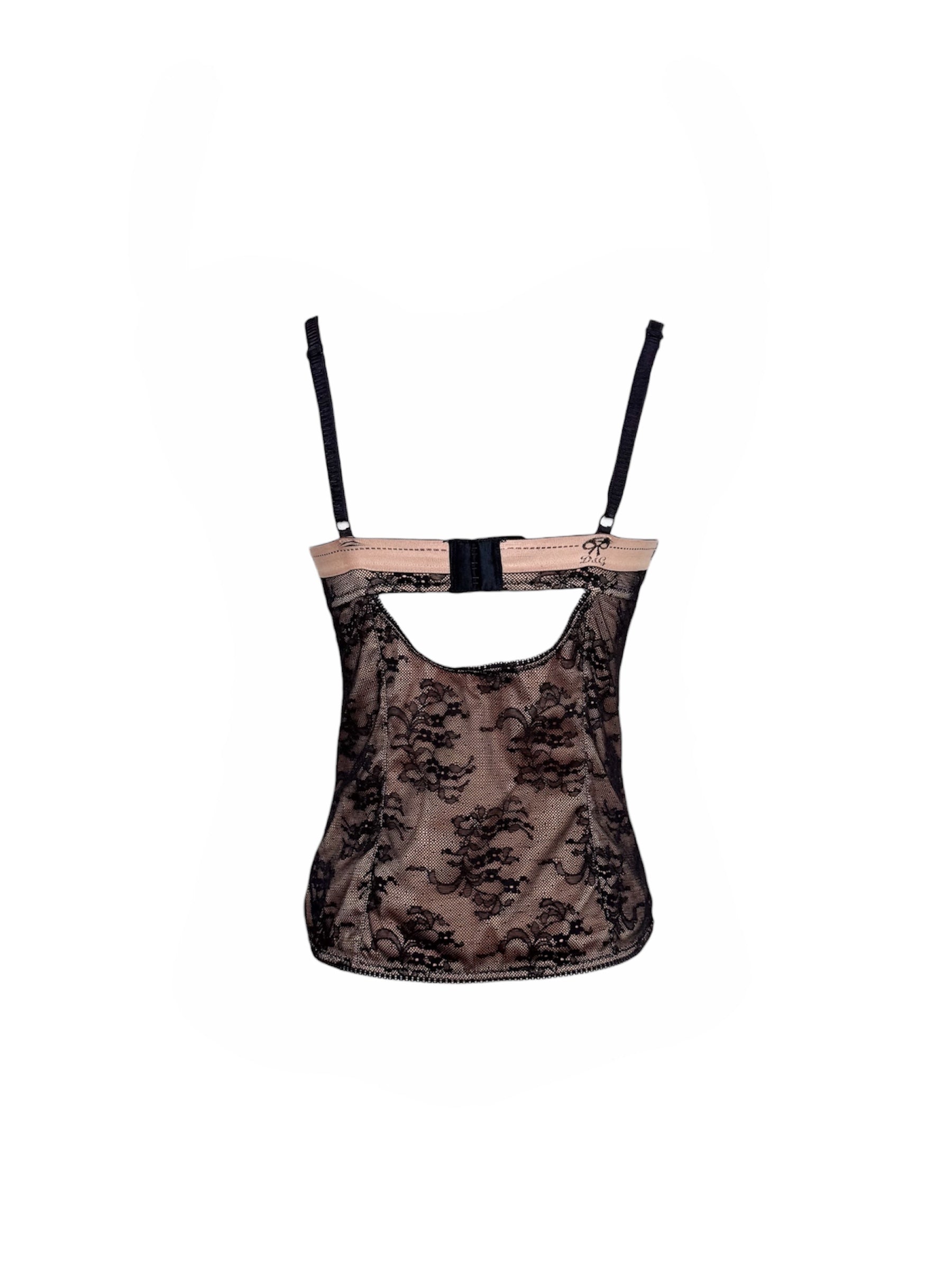 D&G 2002 Black Sheer Lace Corset Top