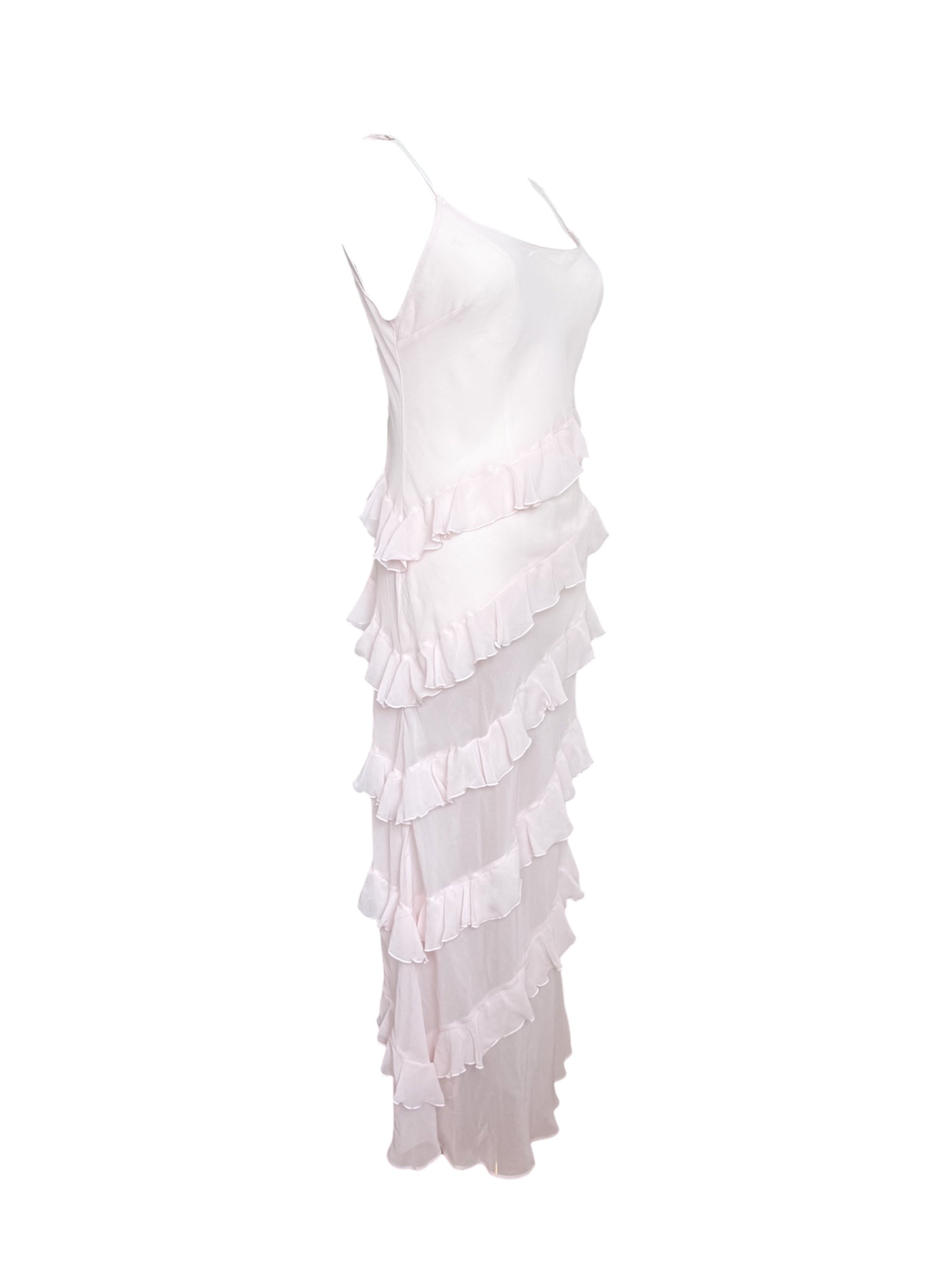 Victoria's Secret Baby Pink Sheer Slip Ruffle Maxi Dress