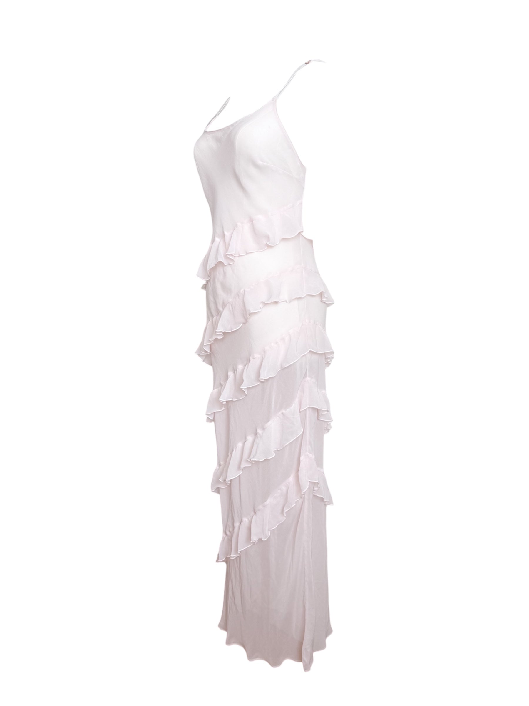 Victoria's Secret Baby Pink Sheer Slip Ruffle Maxi Dress