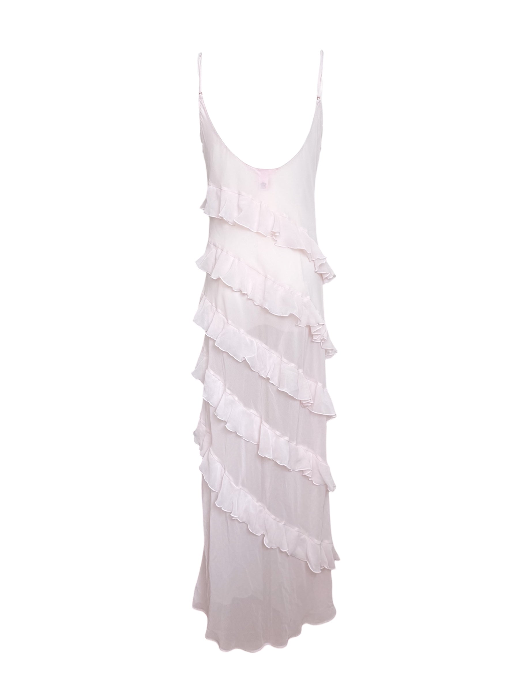 Victoria's Secret Baby Pink Sheer Slip Ruffle Maxi Dress