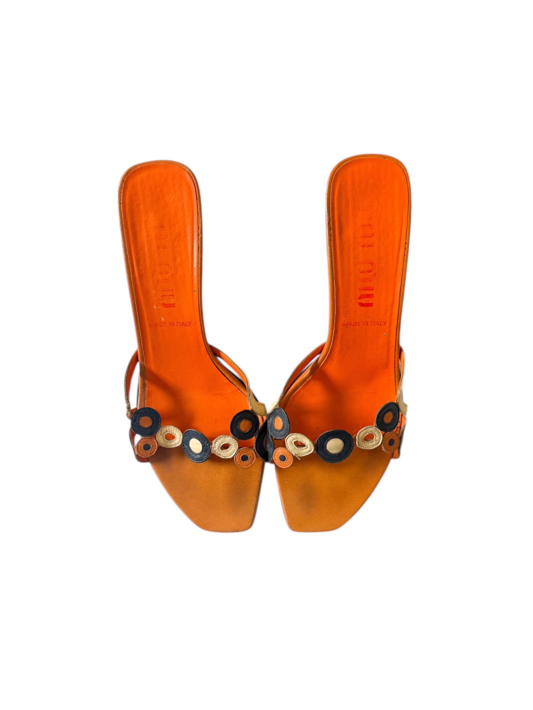 Miu Miu 90s Orange Leather Circle Heels