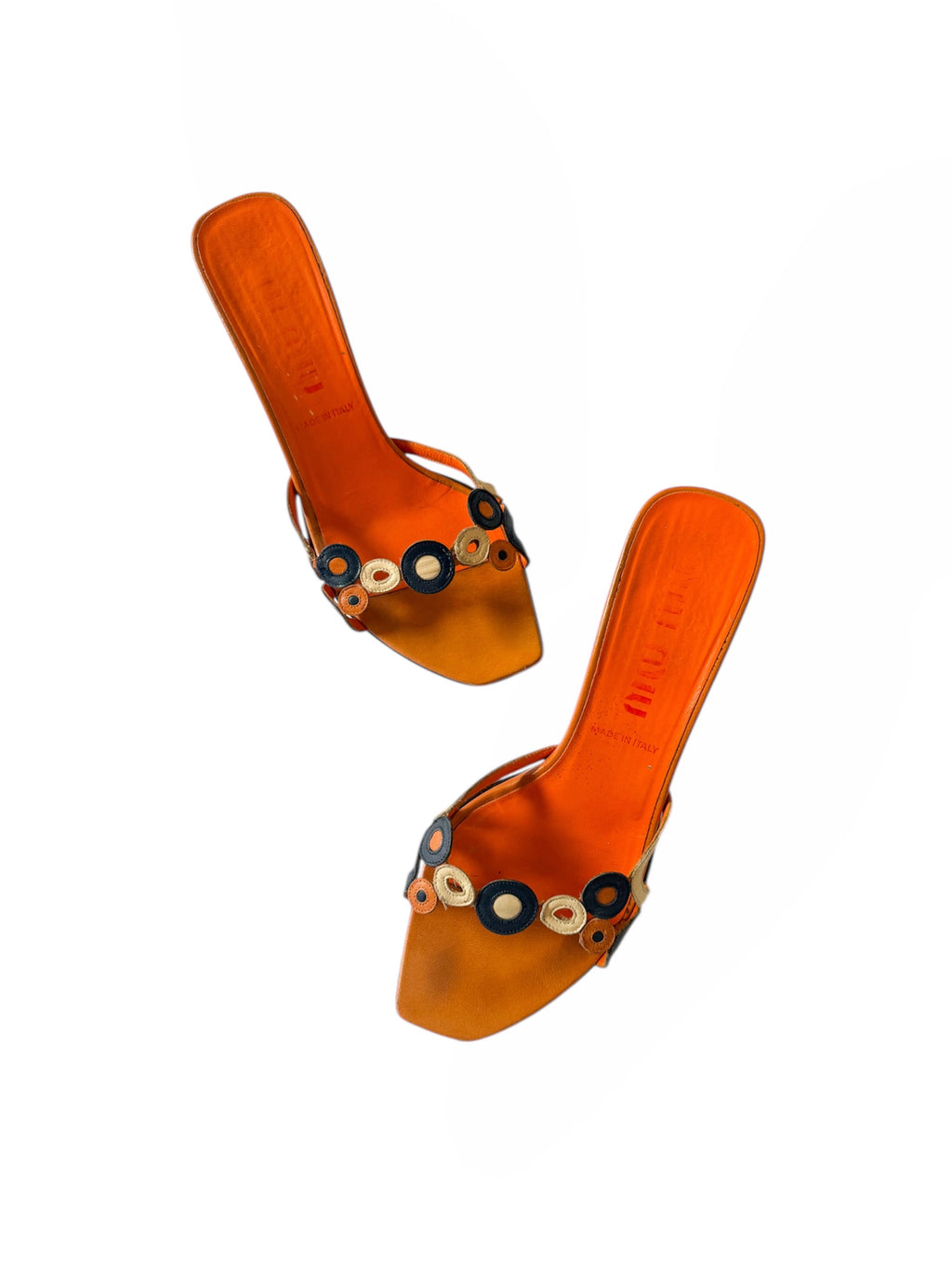 Miu Miu 90s Orange Leather Circle Heels