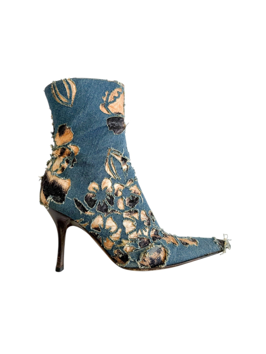 Roberto Cavalli S/S 2002 Denim Laser Cut Leopard Boots