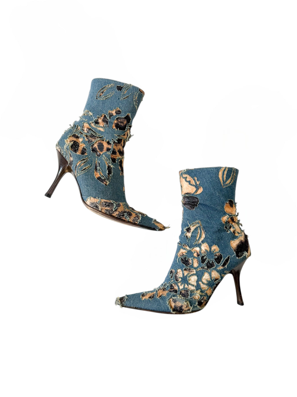 Roberto Cavalli S/S 2002 Denim Laser Cut Leopard Boots