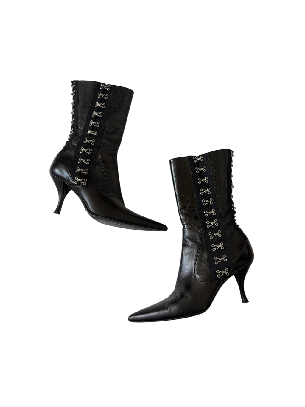 Dolce & Gabbana F/W 2003 Black Leather Corset Boots