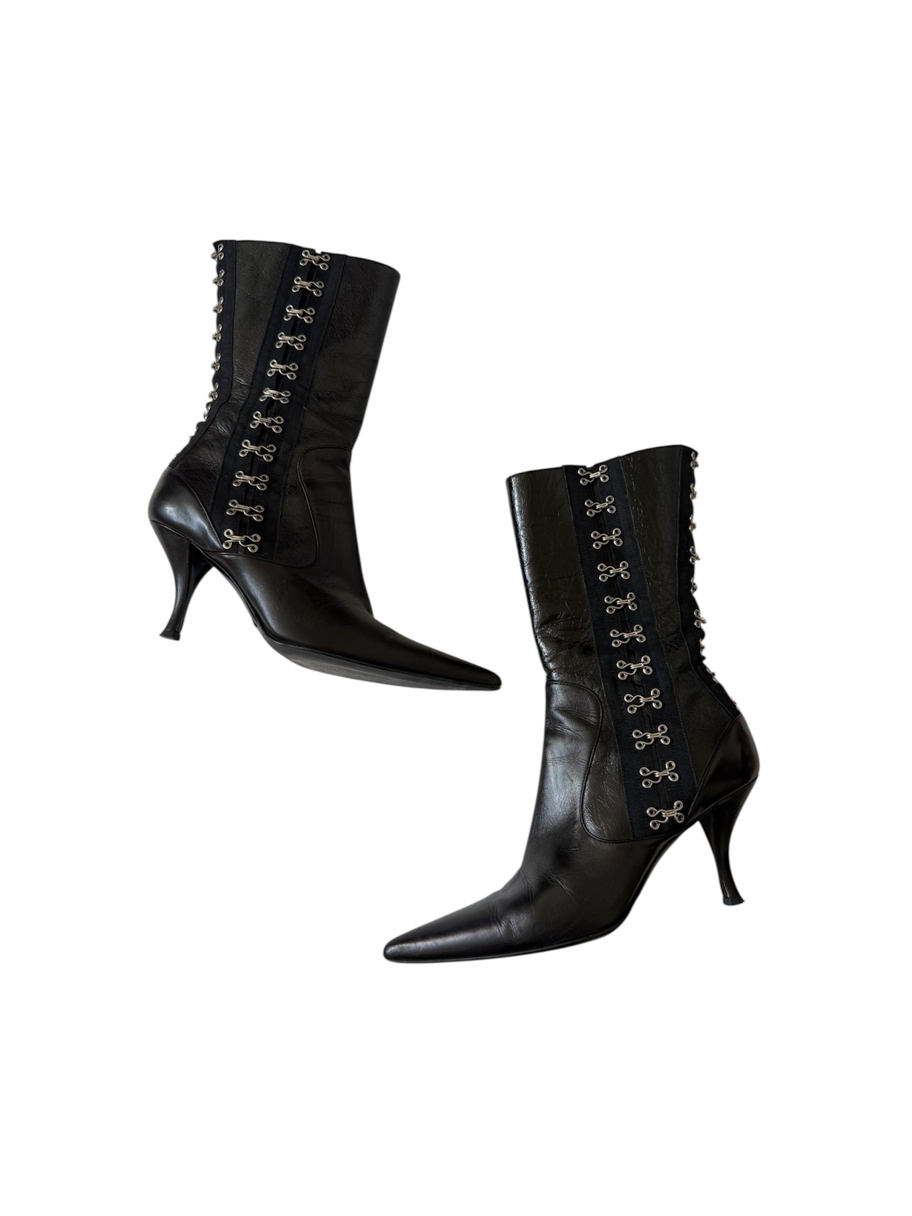 Dolce & Gabbana F/W 2003 Black Leather Corset Boots