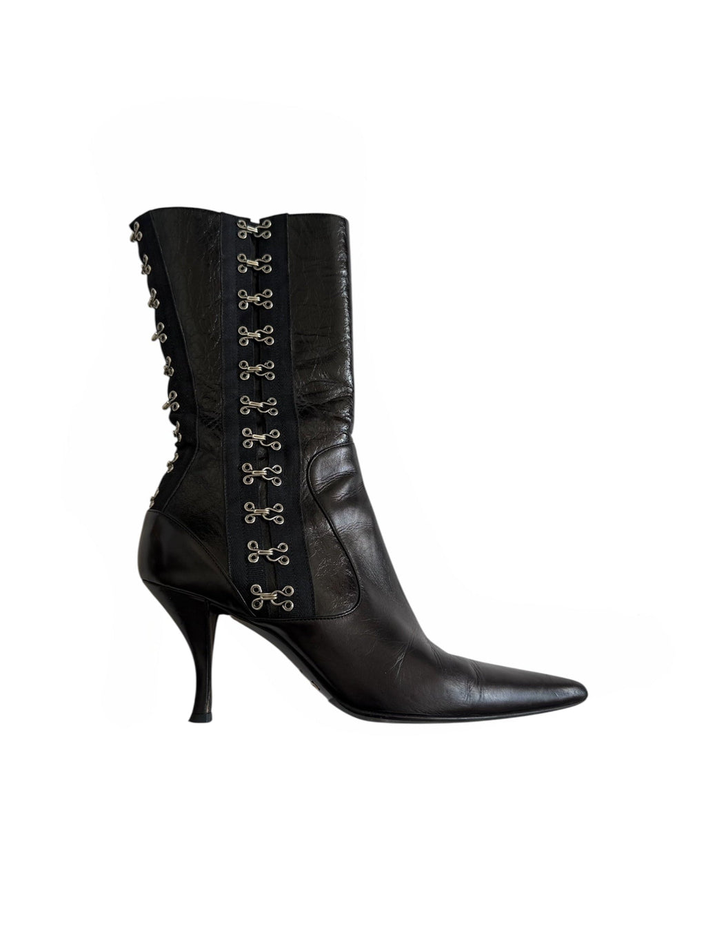 Dolce & Gabbana F/W 2003 Black Leather Corset Boots