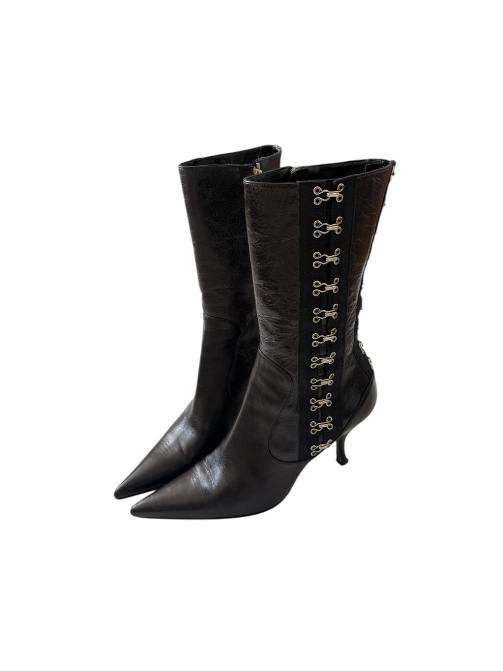 Dolce & Gabbana F/W 2003 Black Leather Corset Boots