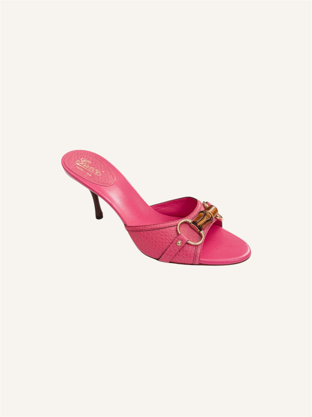 Gucci Pink Leather Bamboo Heels