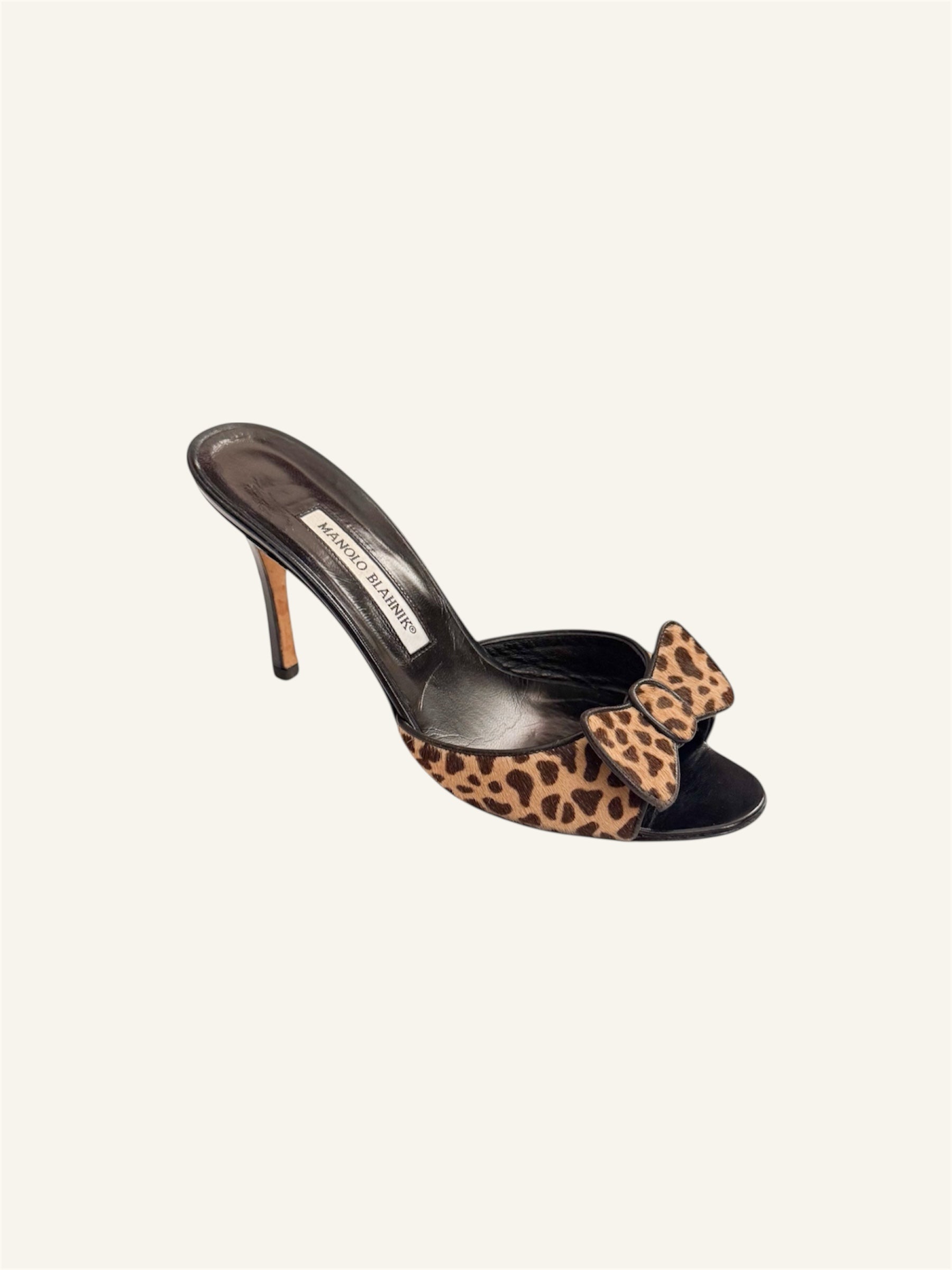 Manolo Blahnik Ponyhair Cheetah Print Bow Heels