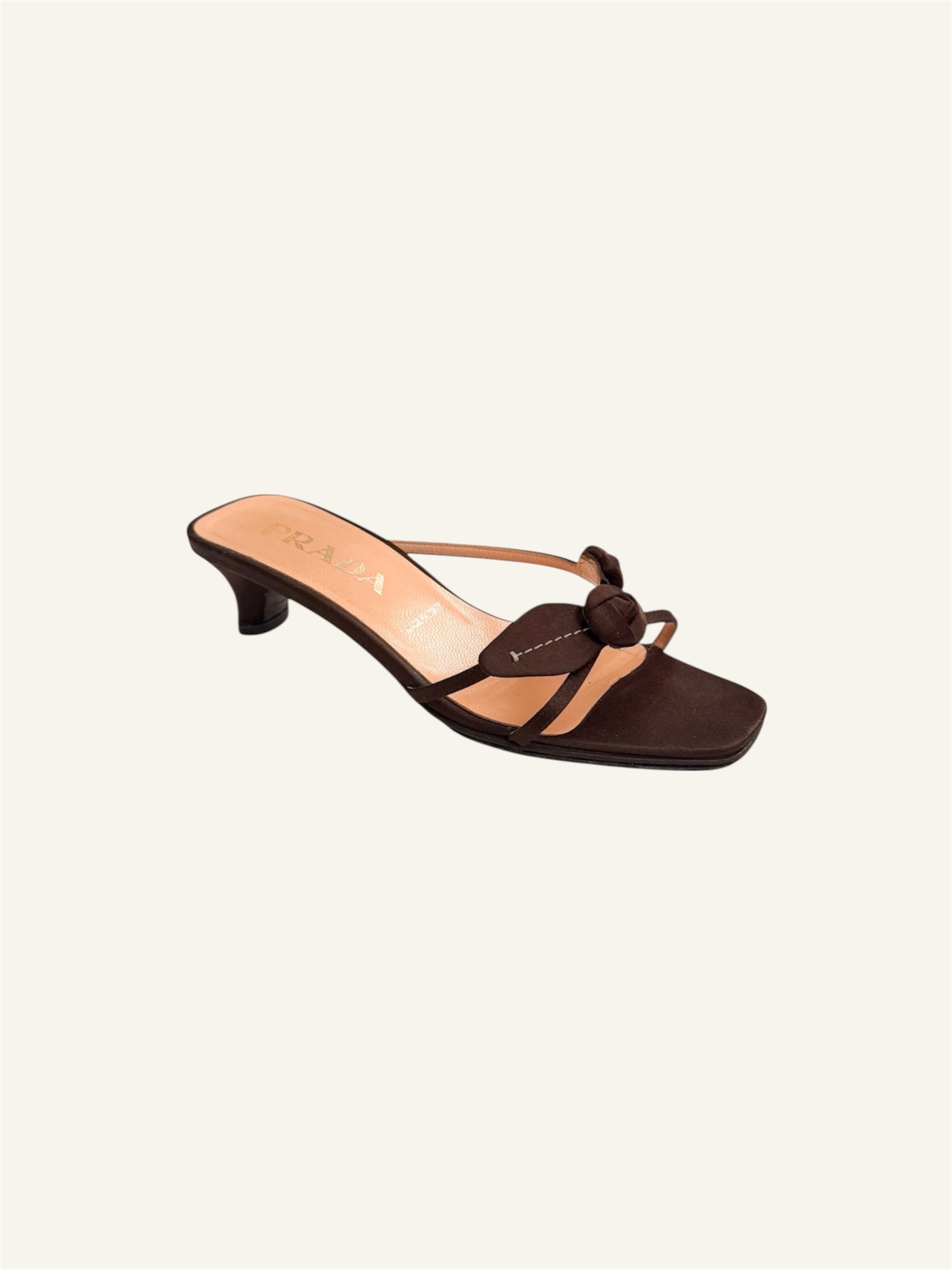 Prada Rosebud Black Satin Kitten Heels
