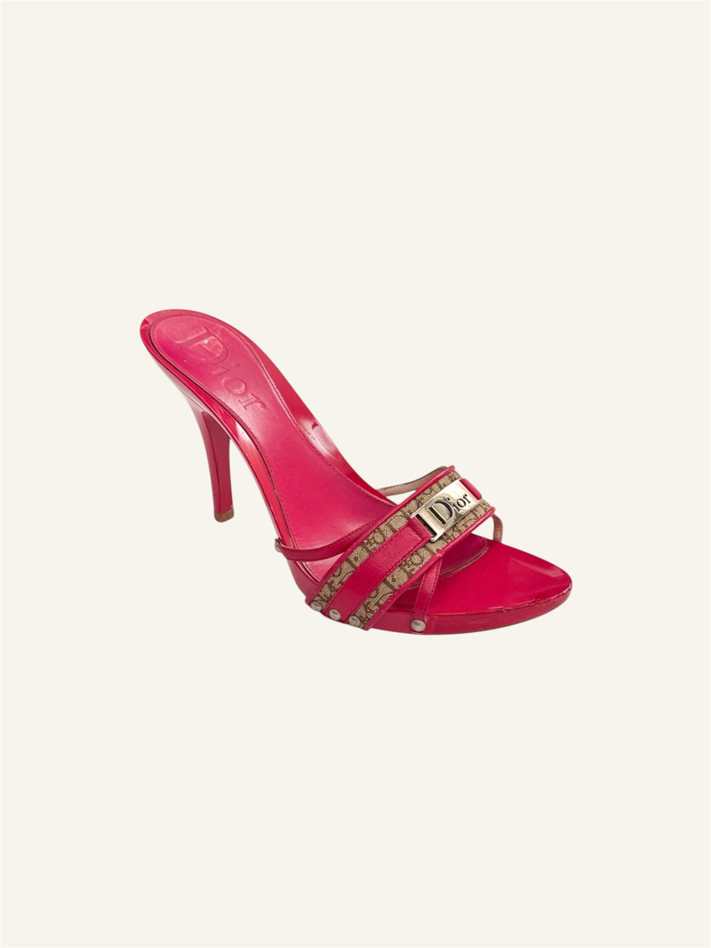 Christian Dior Hot Pink Trotter Monogram Heels