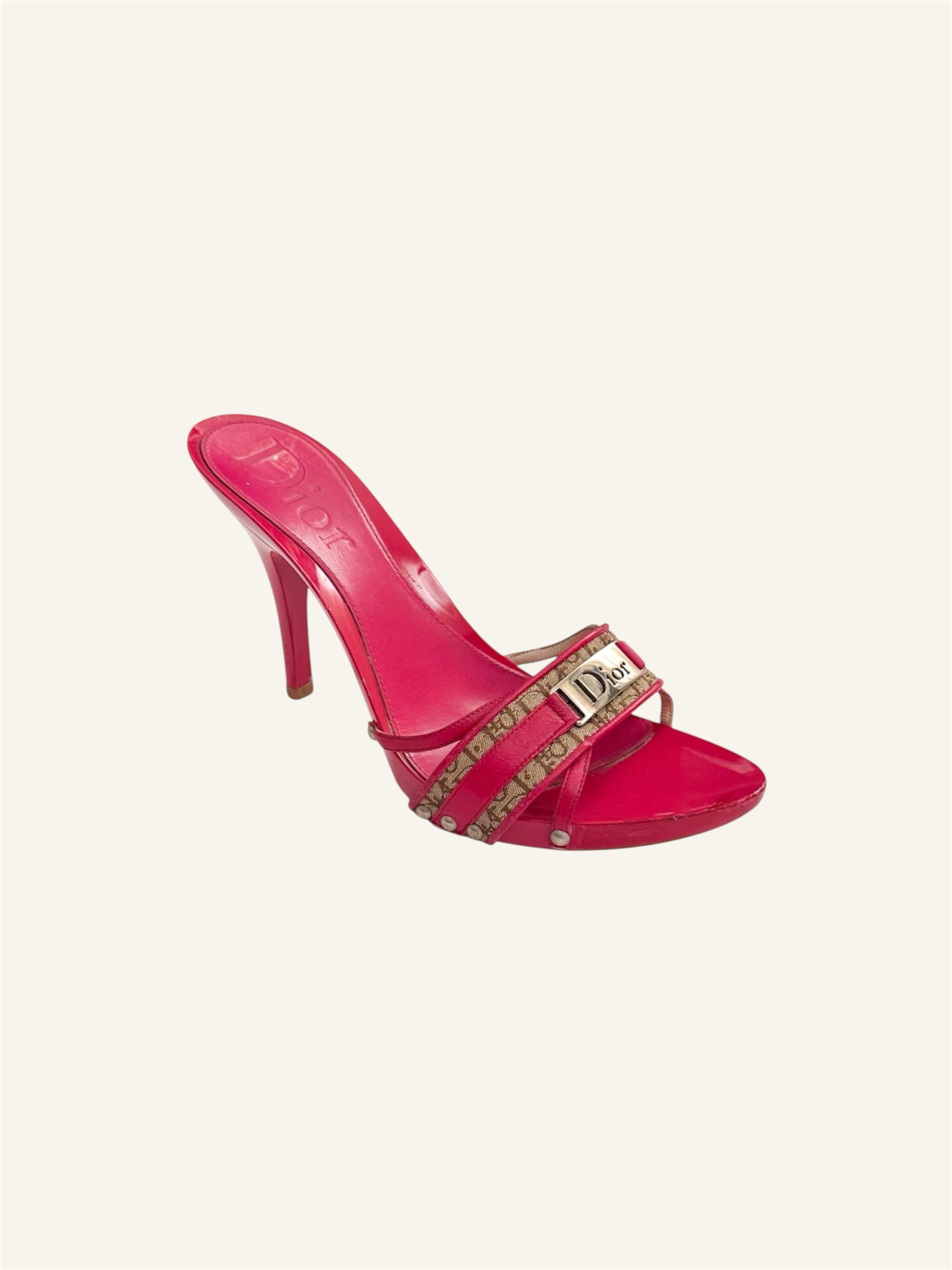 Christian Dior Hot Pink Trotter Monogram Heels