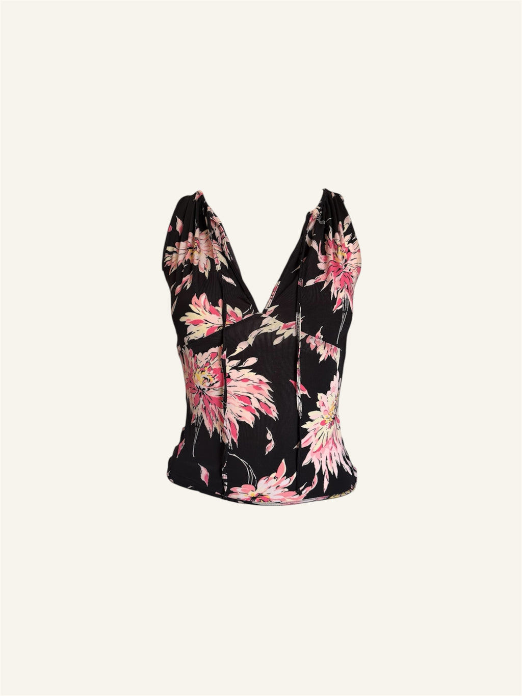 Blumarine Pink & Black Floral Top