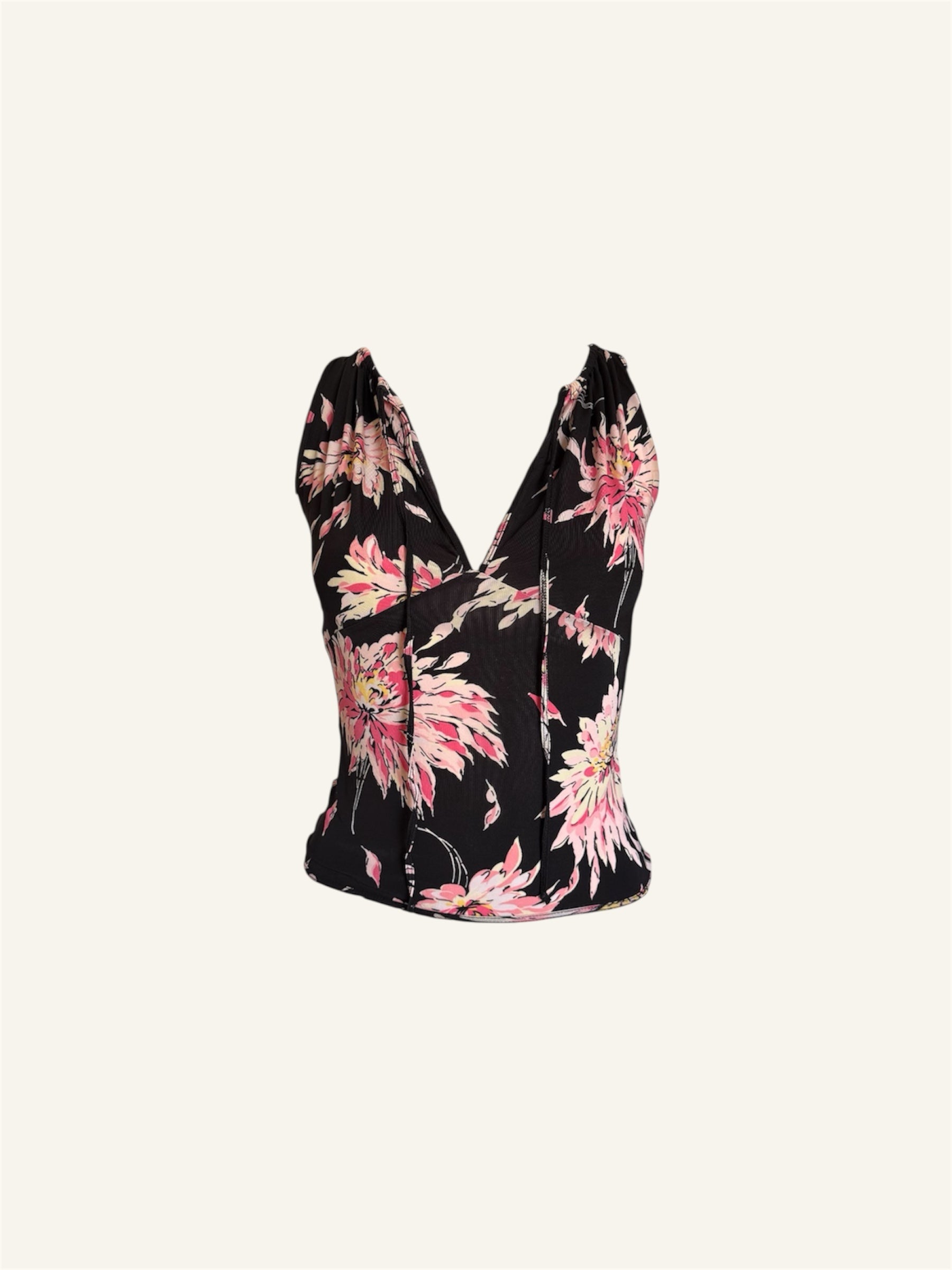 Blumarine Pink & Black Floral Top
