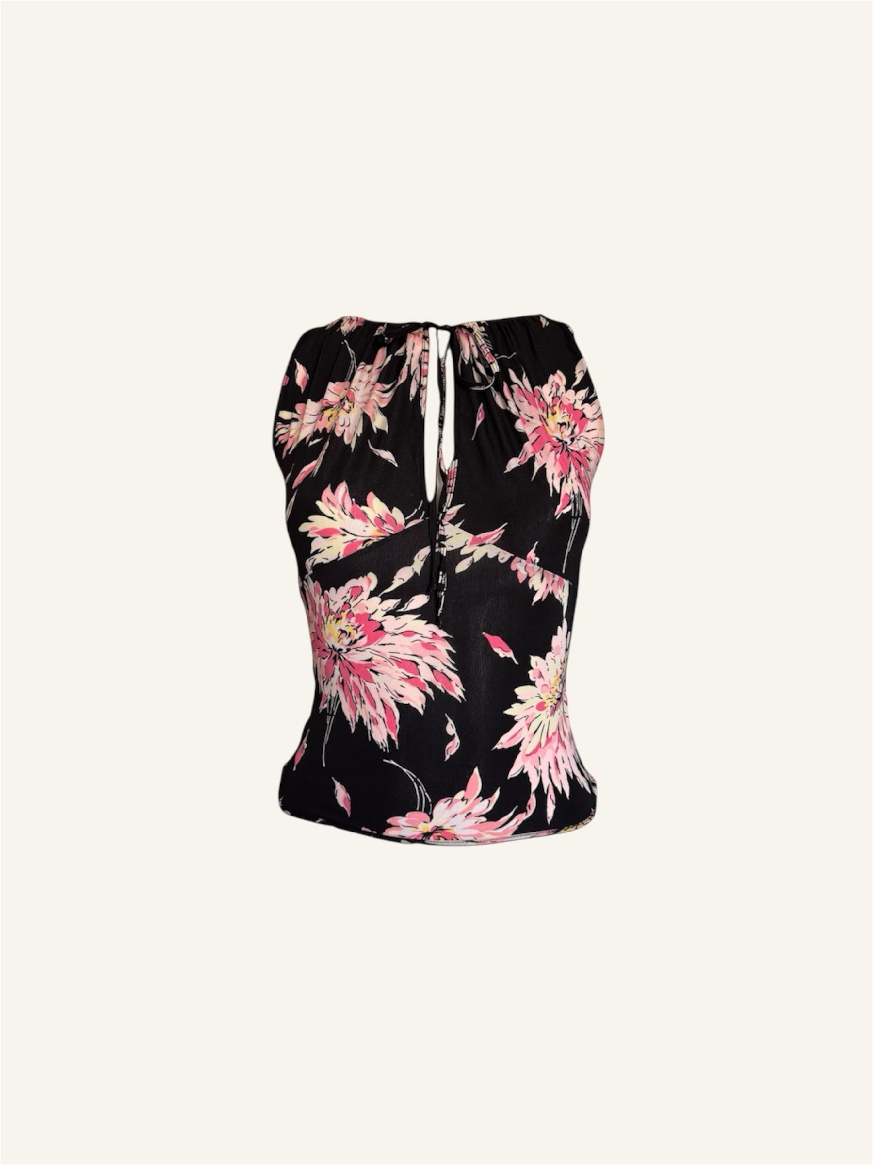 Blumarine Pink & Black Floral Top