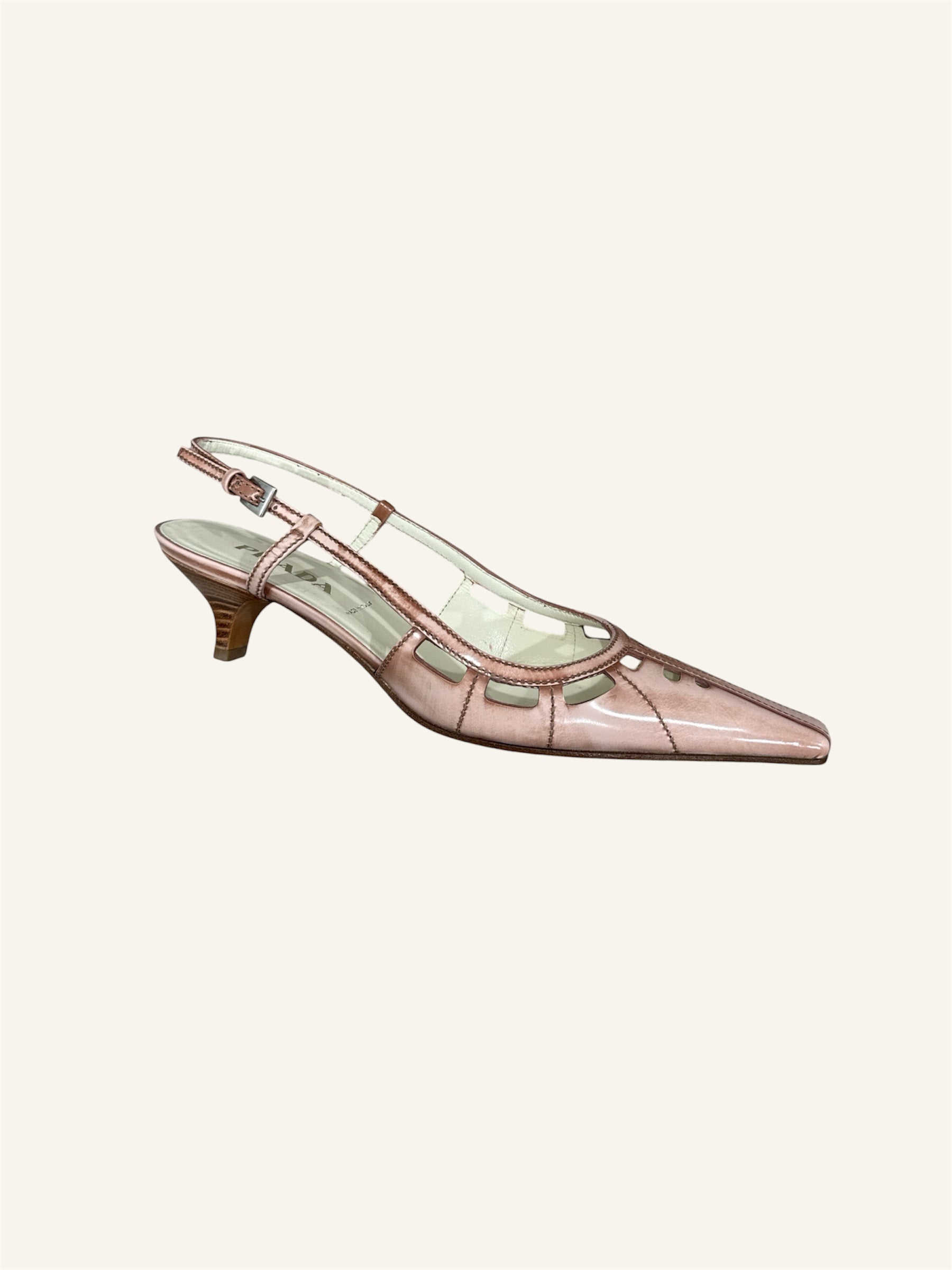 Prada Dusty Pink Pointed Slingback Heels
