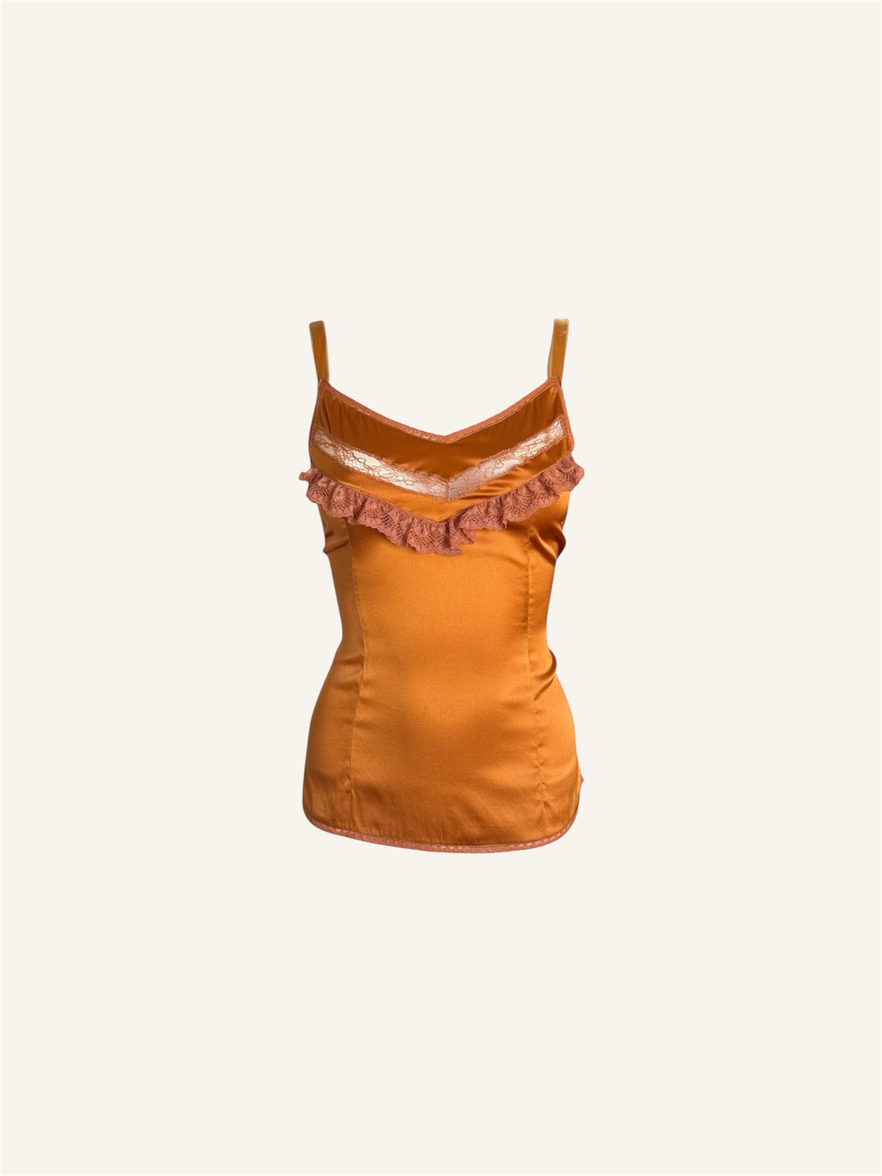 Dolce & Gabbana Orange Silk Lace Tank Top