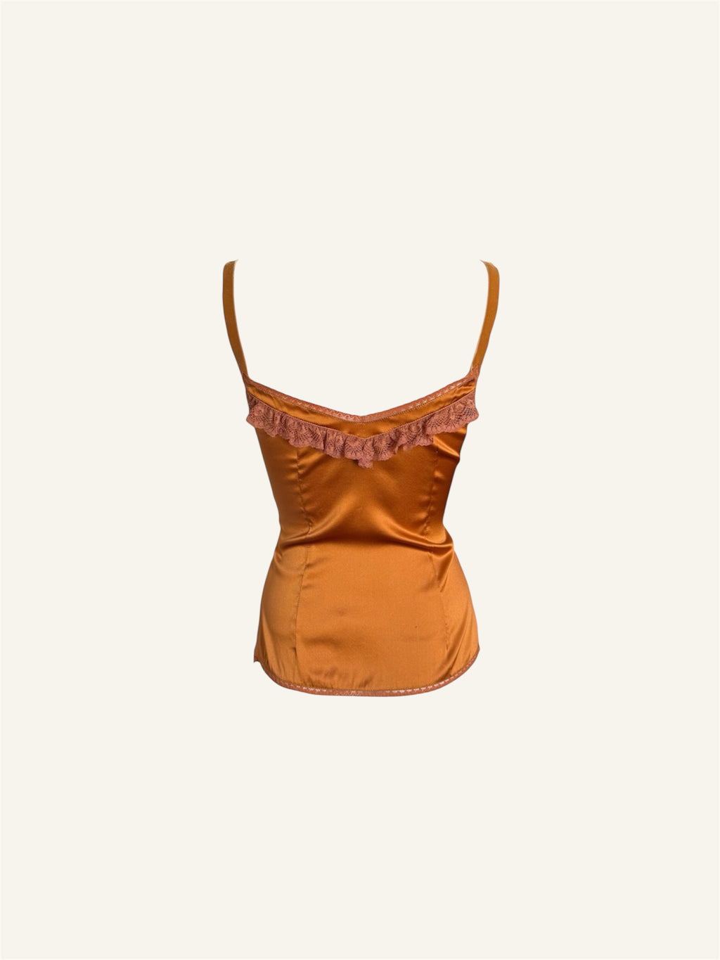Dolce & Gabbana Orange Silk Lace Tank Top