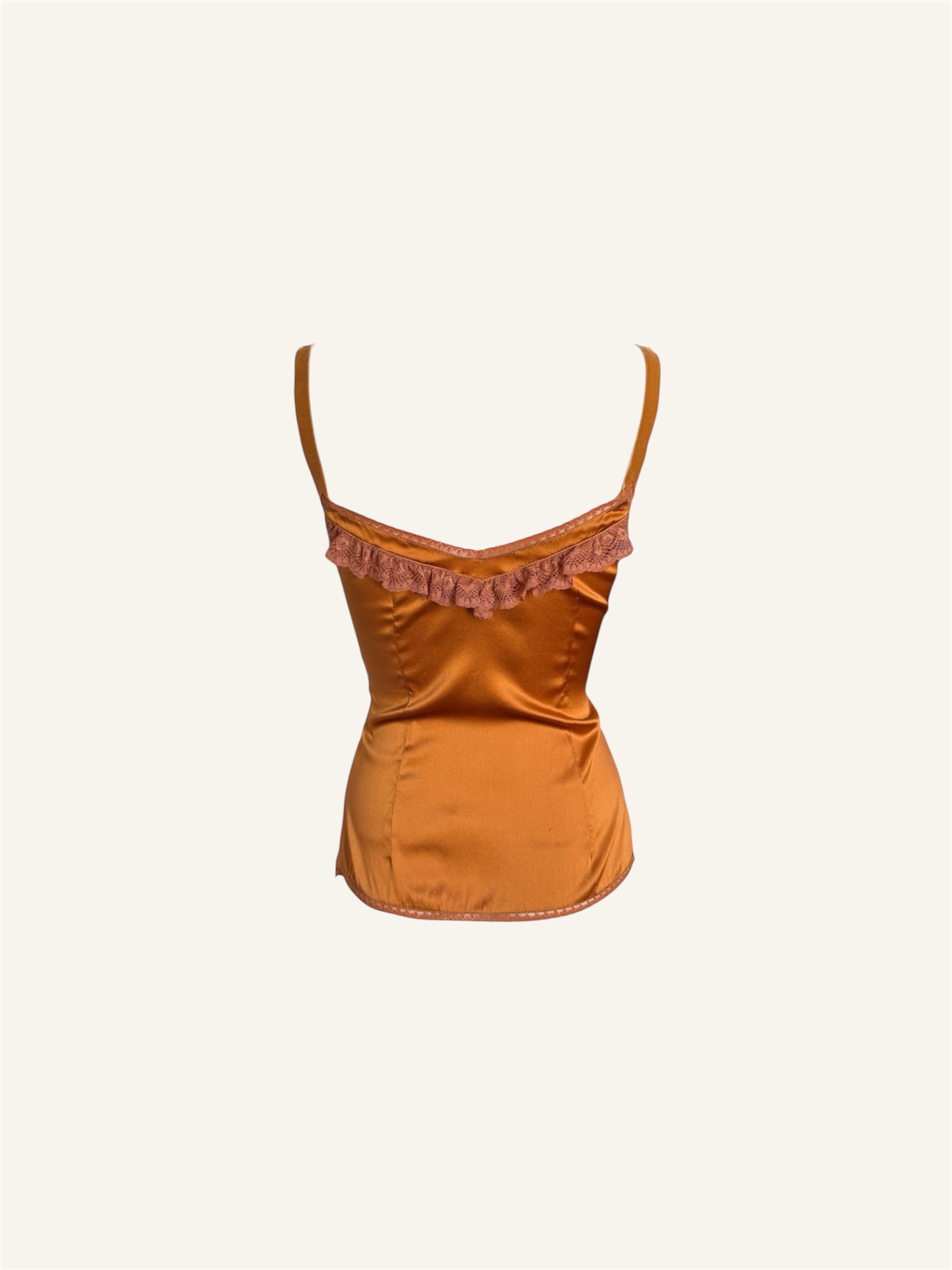 Dolce & Gabbana Orange Silk Lace Tank Top