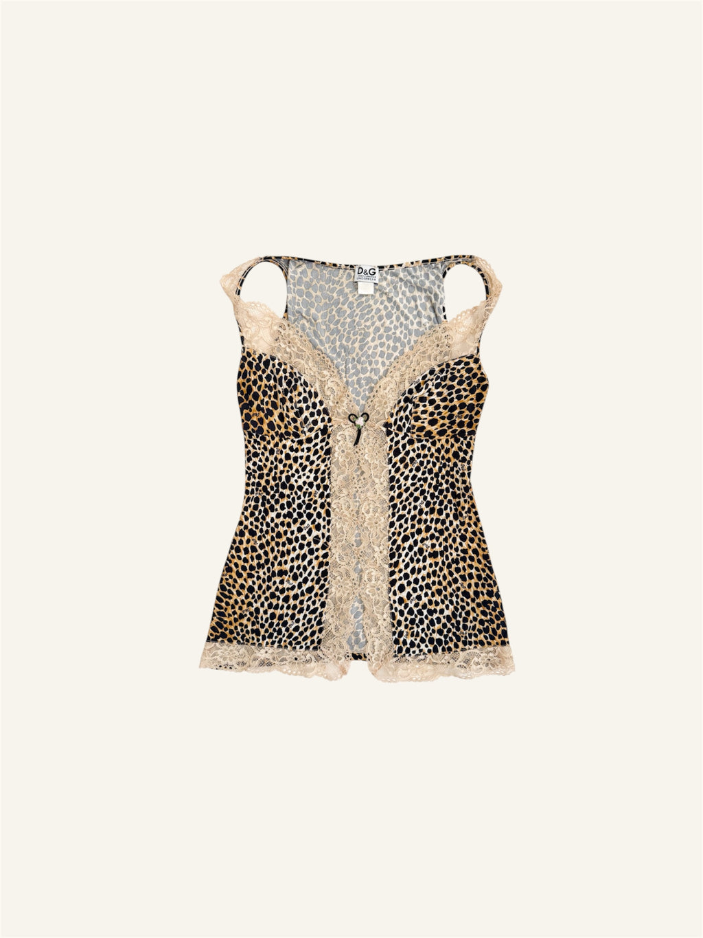 Dolce & Gabbana Leopard Beige Lace Tank Top