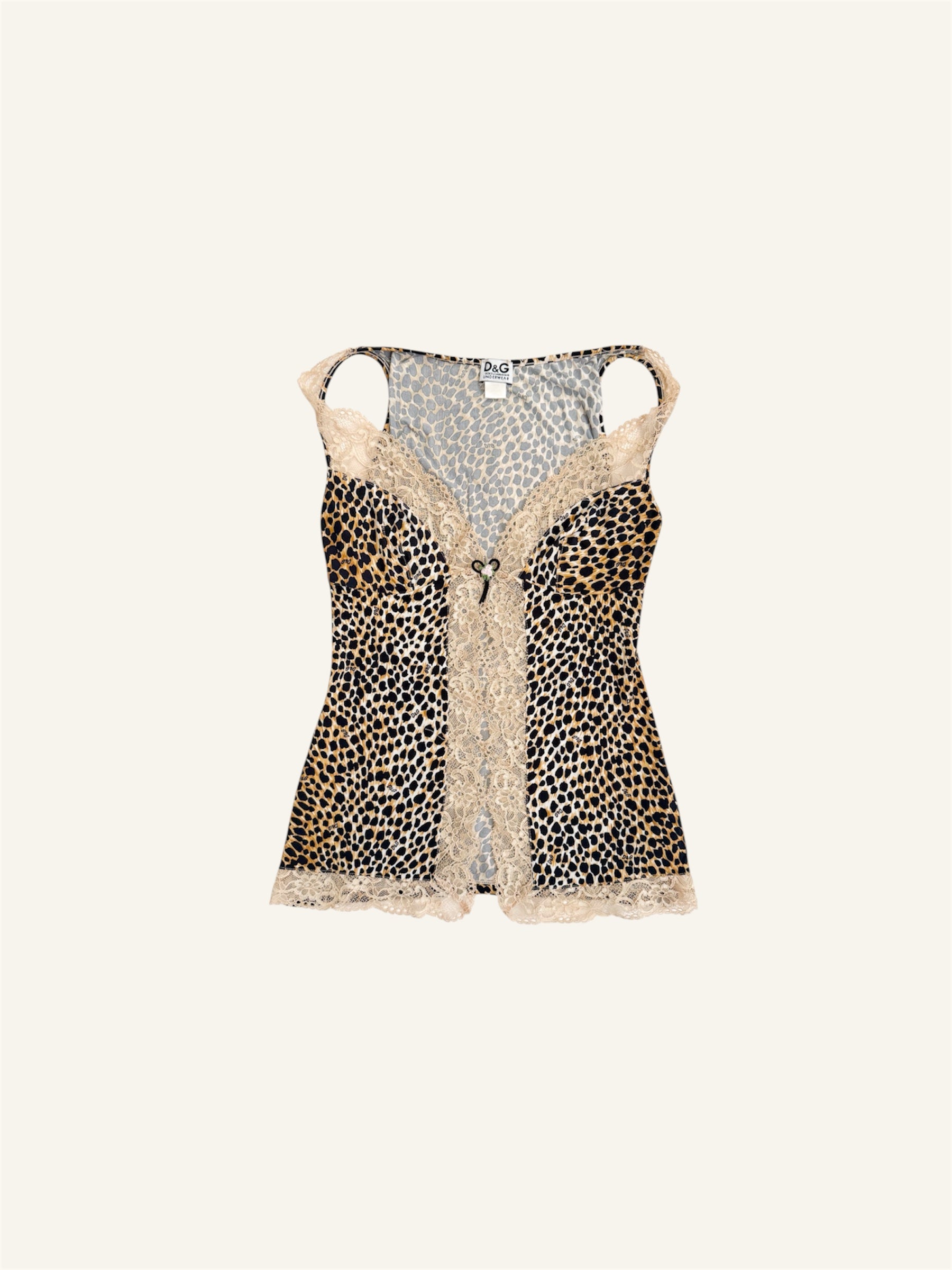 Dolce & Gabbana Leopard Beige Lace Tank Top