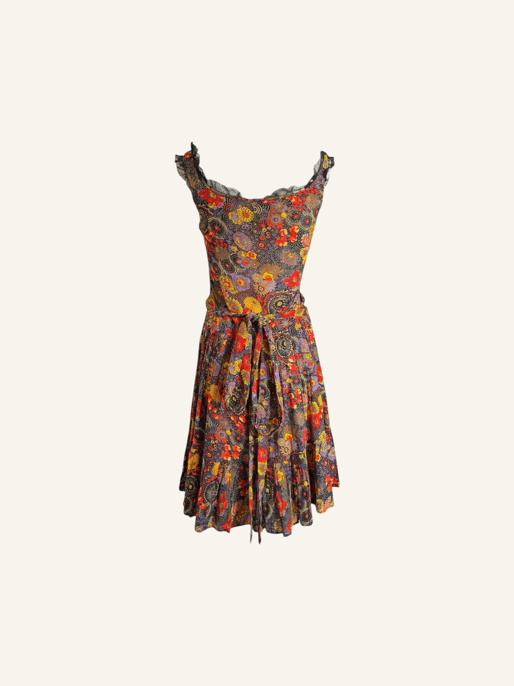 Dolce & Gabbana Floral Black Lace Tie Dress